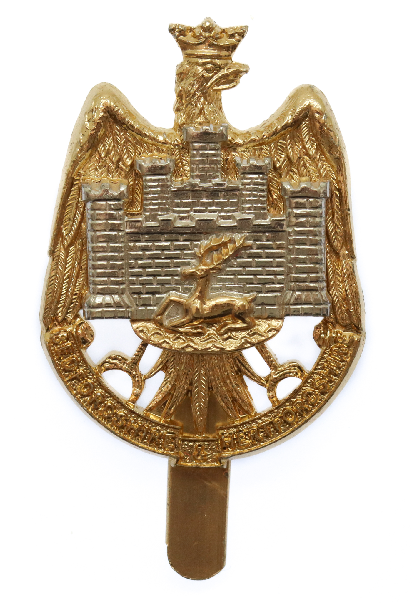 Bedfordshire & Hertfordshire Territorials Anodised (Staybrite) Cap Badge