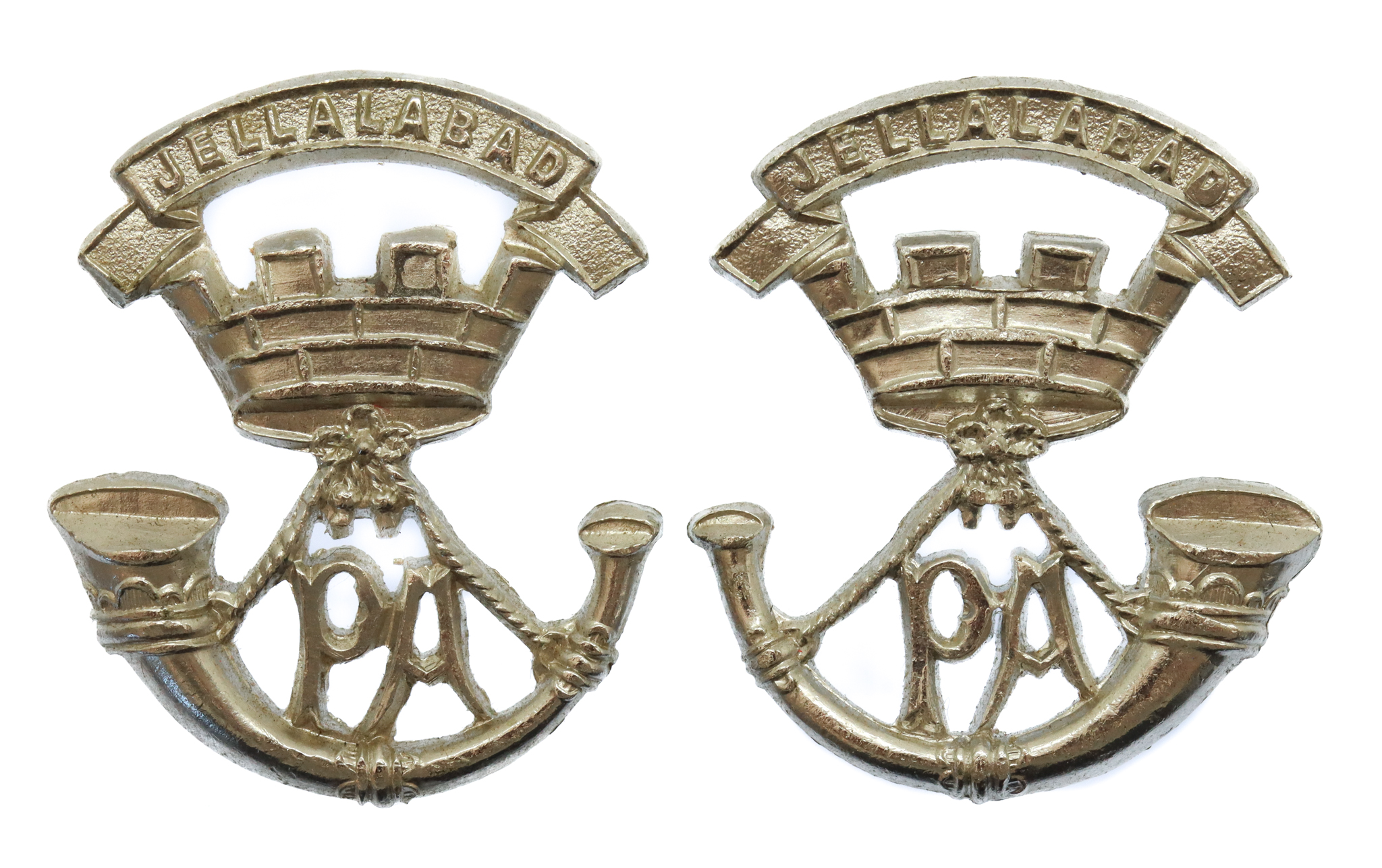 Pair of Somerset Light Infantry Anodised (Staybrite) Collar Badges
