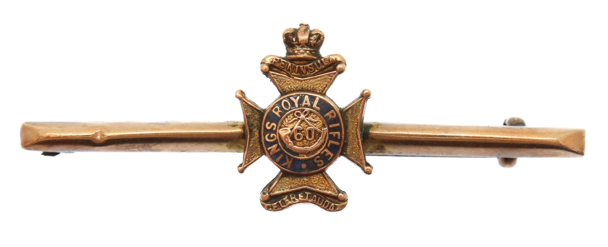 King's Royal Rifle Corps (K.R.R.C.) 9ct Gold Sweetheart Brooch/Tie Pin