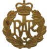 Royal Air Force (R.A.F.) Brass Cap Badge - Queen's Crown