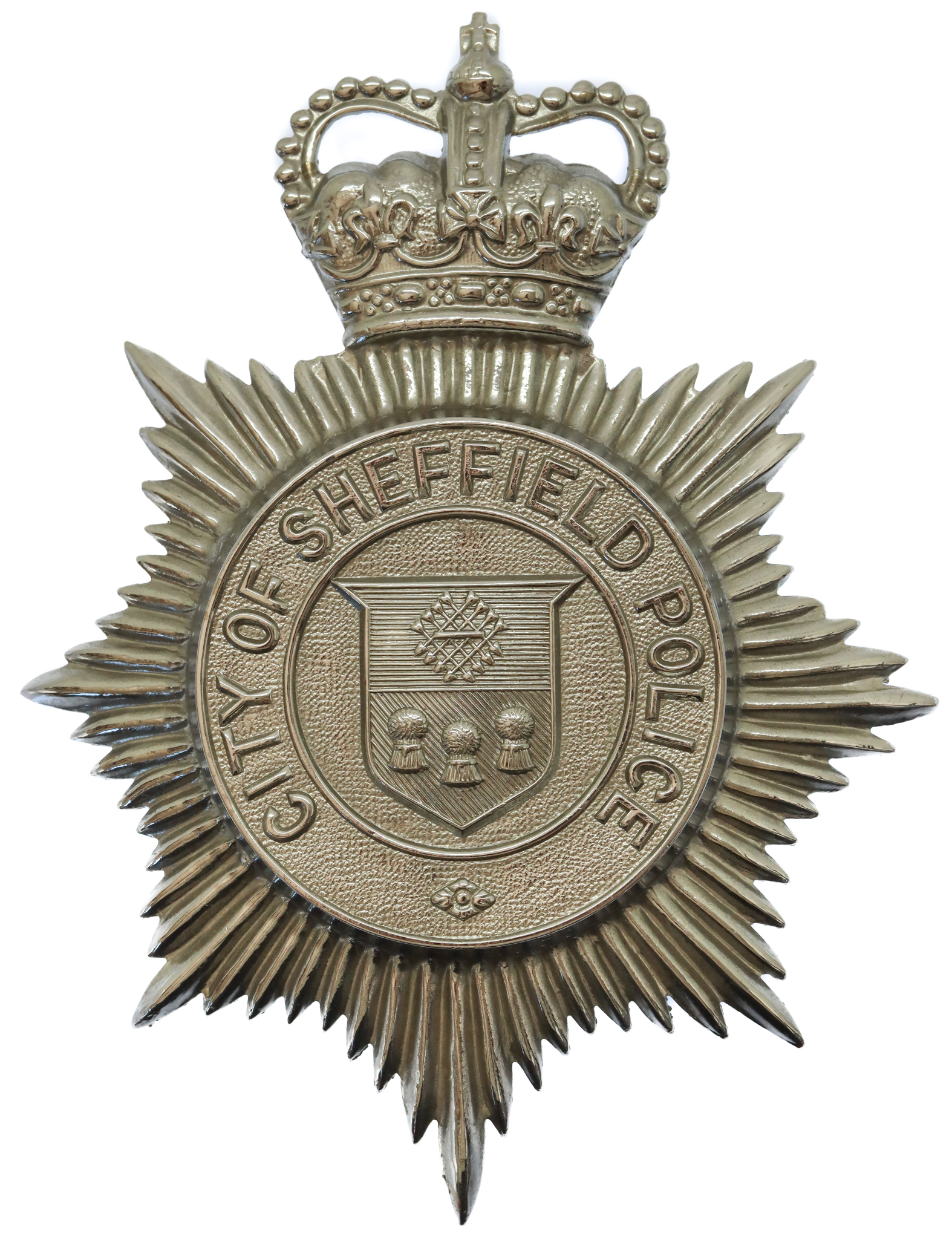Sheffield City Police Helmet Plate - Queen's Crown