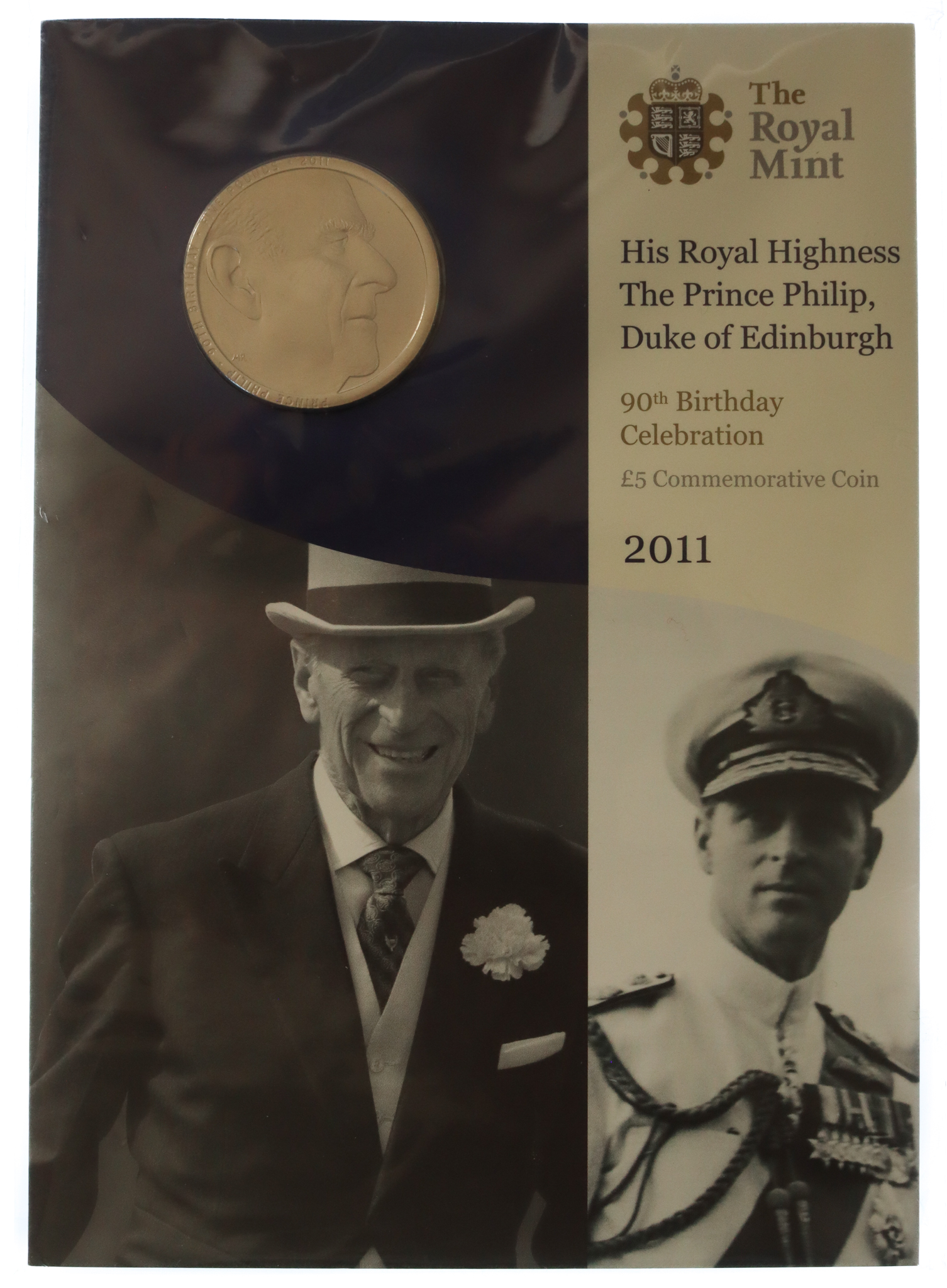 Royal Mint 2011 Prince Phillip 90th Birthday Celebration Brilliant Uncirculated £5 Coin