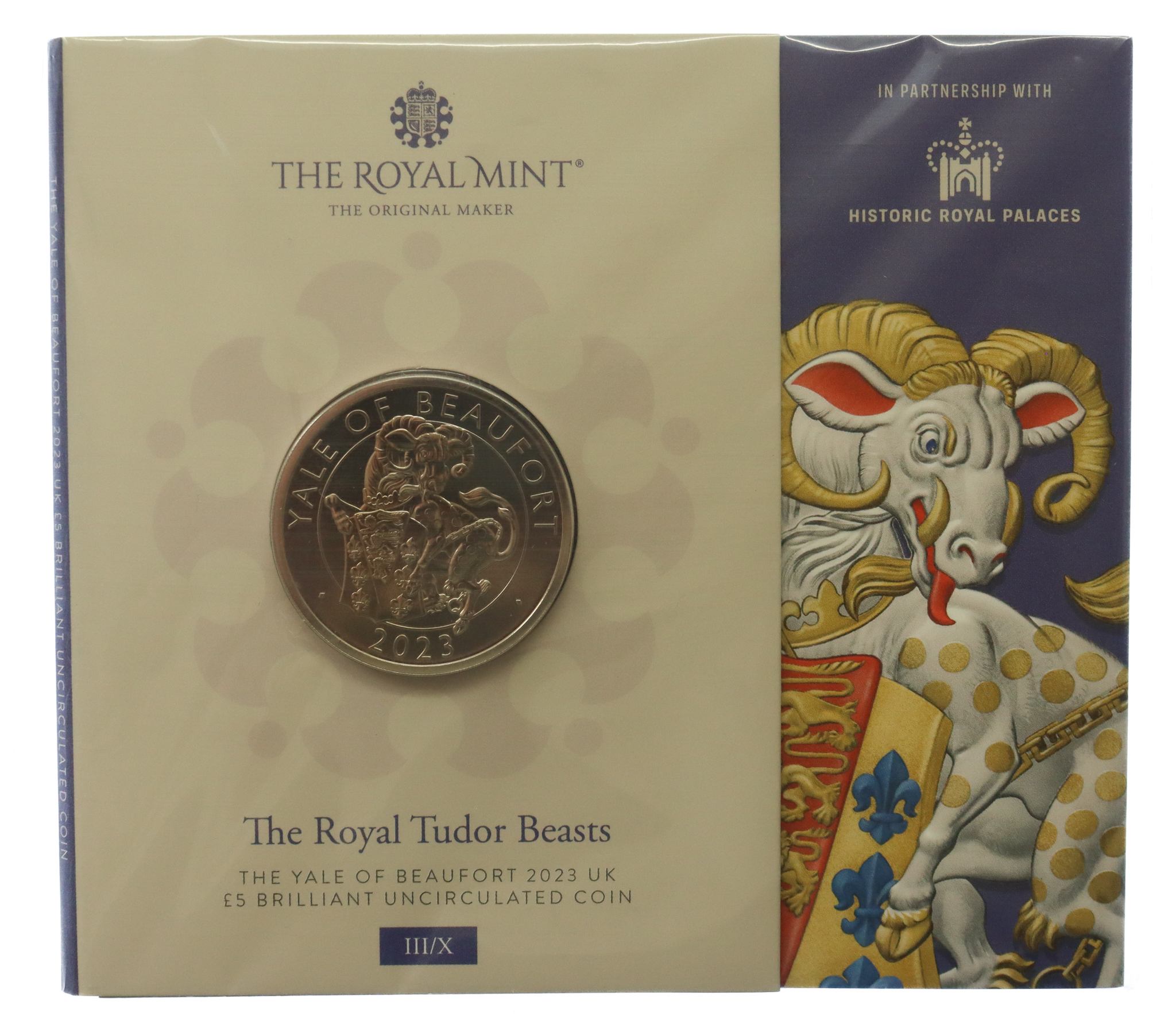 Royal Mint The Royal Tudor Beasts - Yale of Beaufort 2023 UK £5 Brilliant Uncirculated Coin