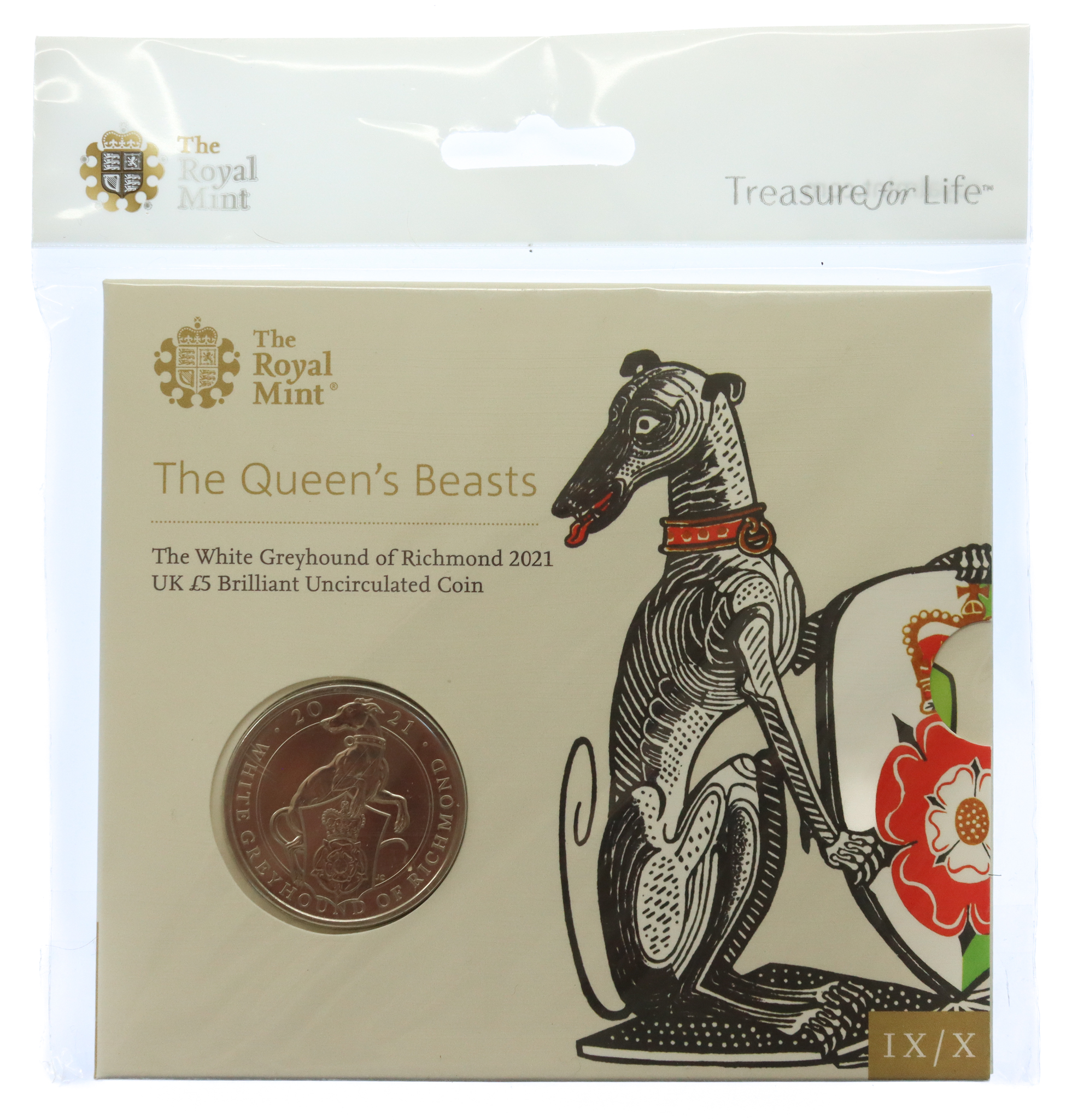 Royal Mint 2021 The Queen's Beasts - White Greyhound of Richmond Brilliant Uncirculated £5 Coin