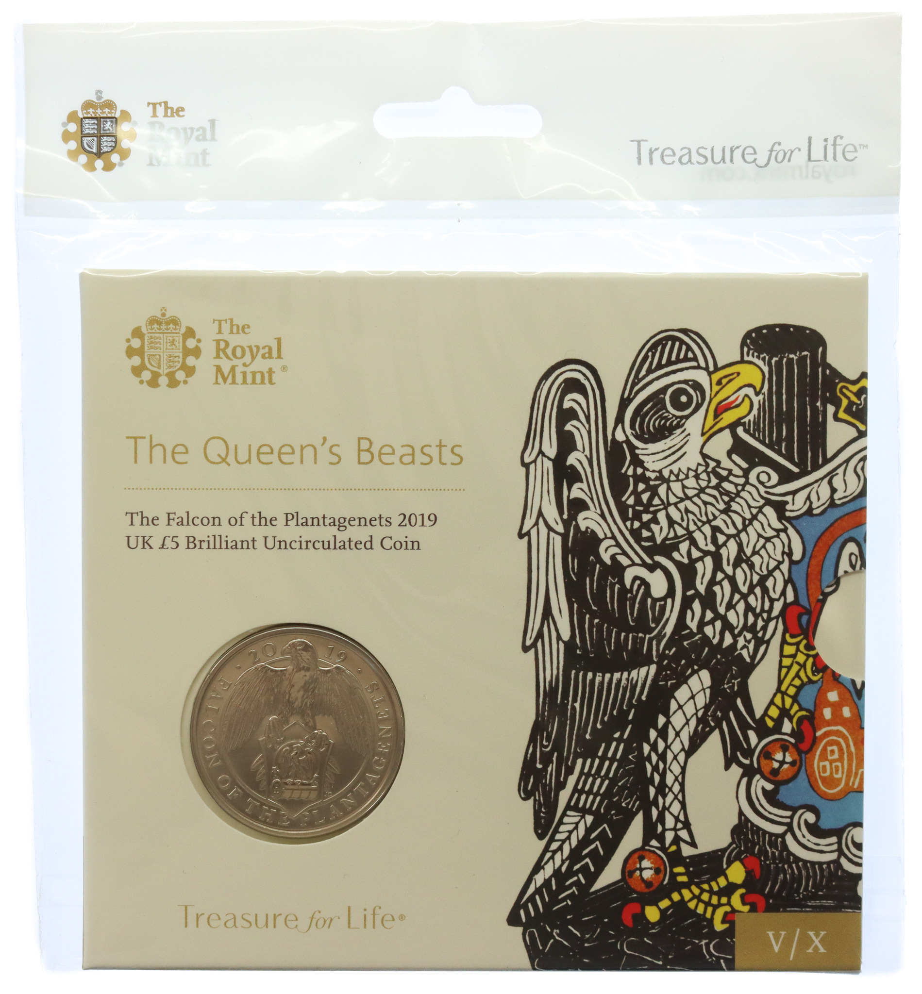 Royal Mint 2019 The Queen's Beasts - Falcon of the Plantagenets Brilliant Uncirculated £5 Coin