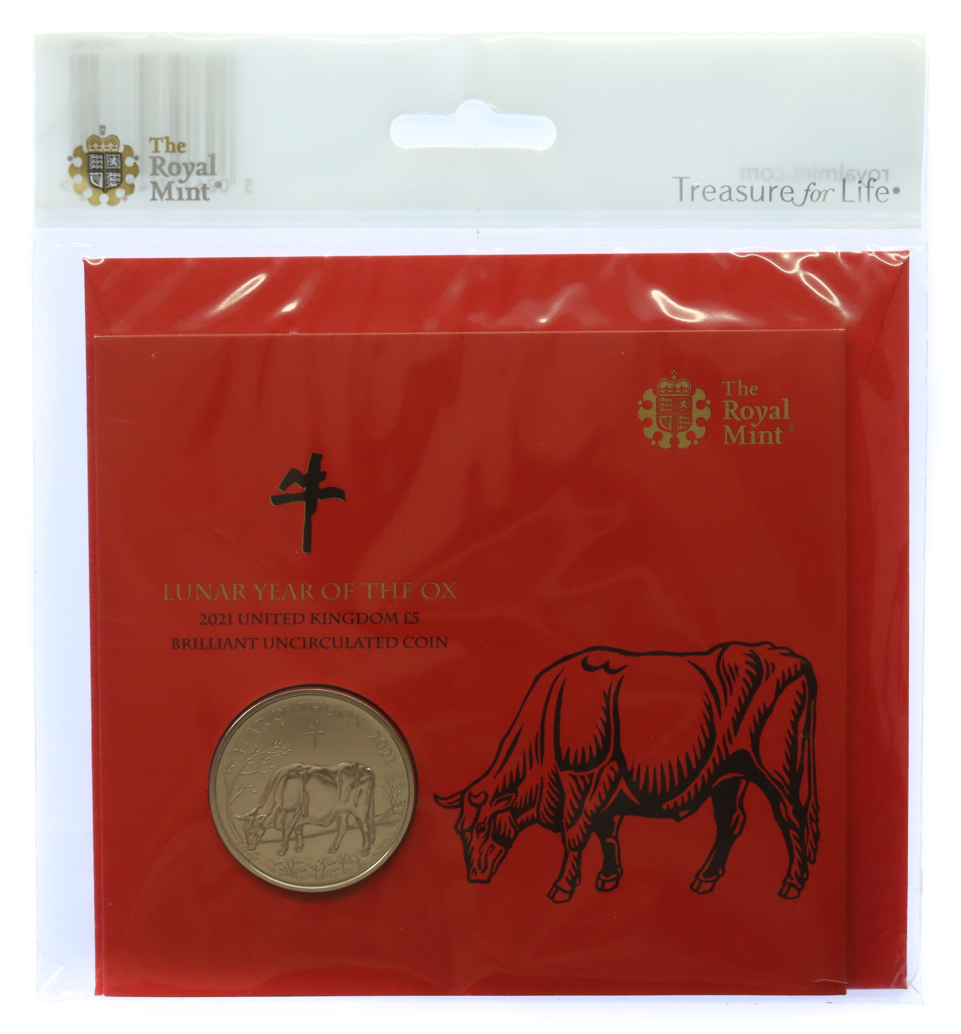 Royal Mint 2021 Chinese Lunar New Year of the Ox Brilliant Uncirculated £5 Coin 