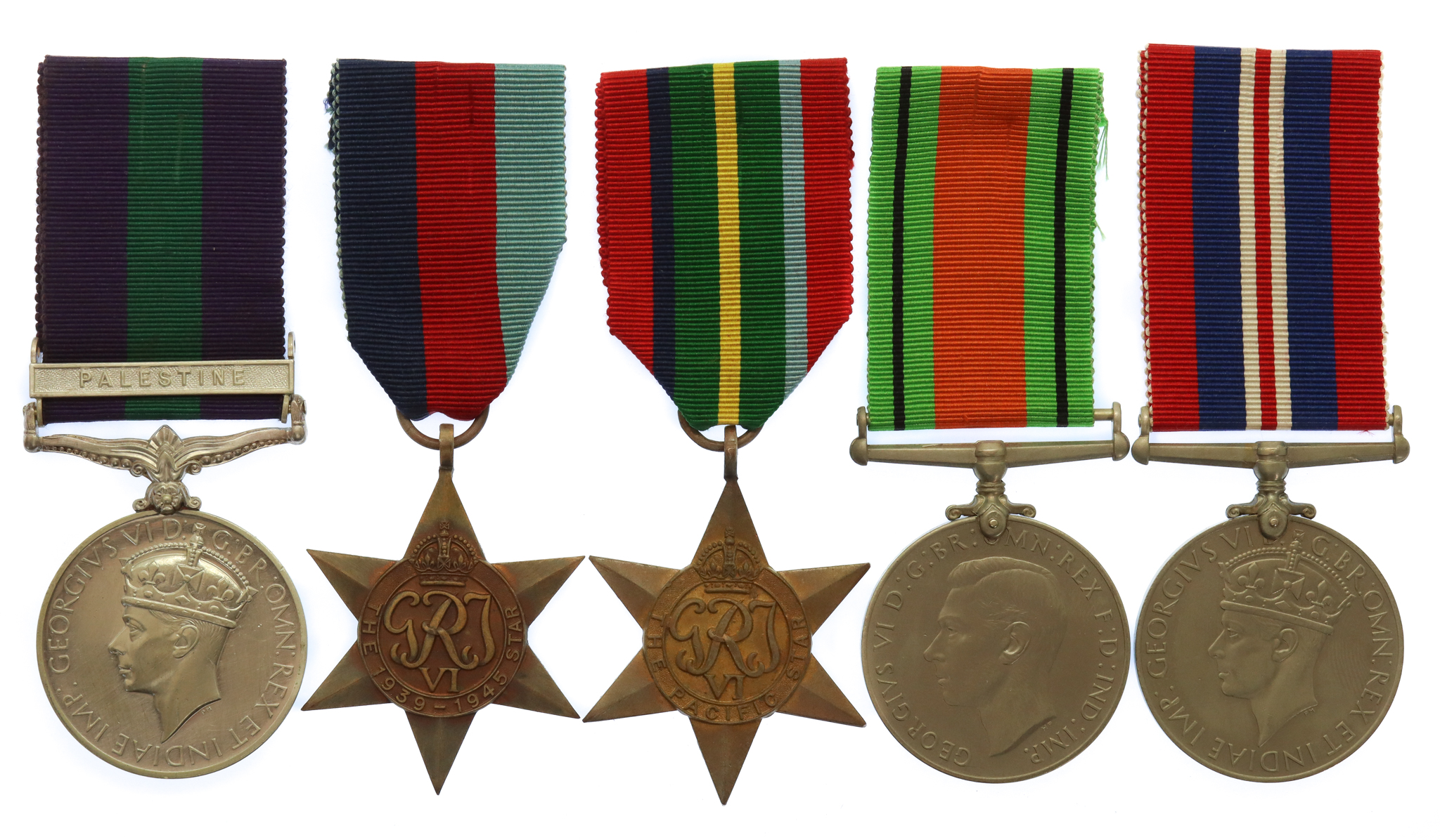 GSM (Palestine) and WW2 Far East Prisoner of War Medal Group of Five - Pte. F. Wilkes, 1st Bn. Manchester Regiment