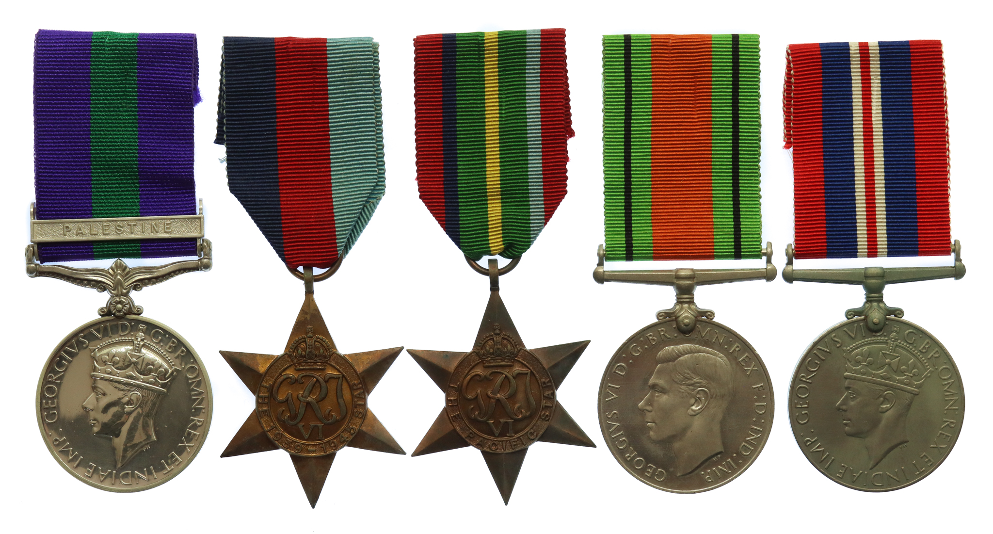GSM (Palestine) and WW2 Far East Prisoner of War Medal Group of Five - Pte. G.S. Alliston, 1st Bn. Manchester Regiment