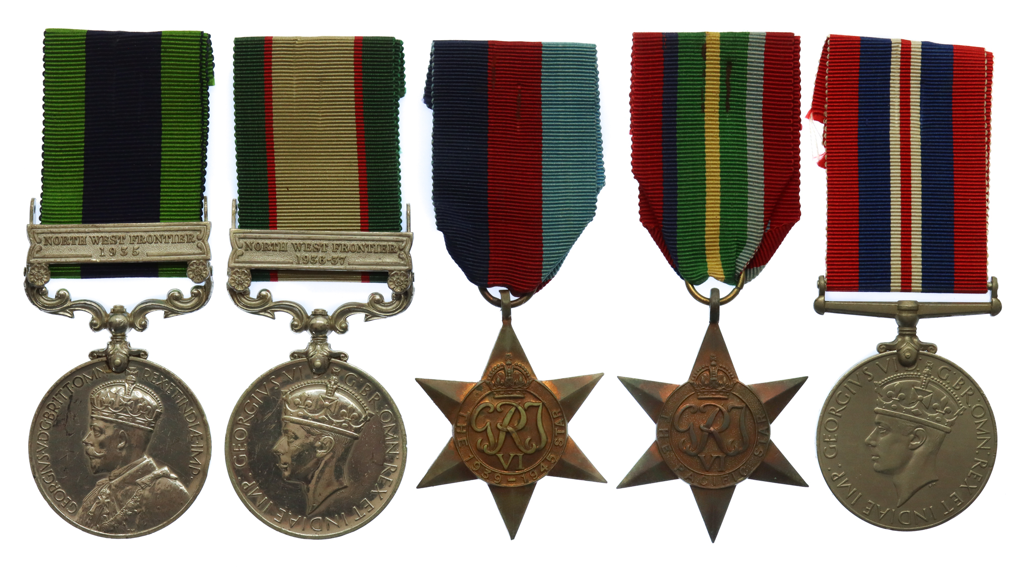 1908 IGS (North West Frontier 1935), 1936 IGS (North West Frontier 1937-39) and WW2 Far East Prisoner of War Medal Group of Five - Pte. P. Moore, 2nd Bn Argyll & Sutherland Highlanders