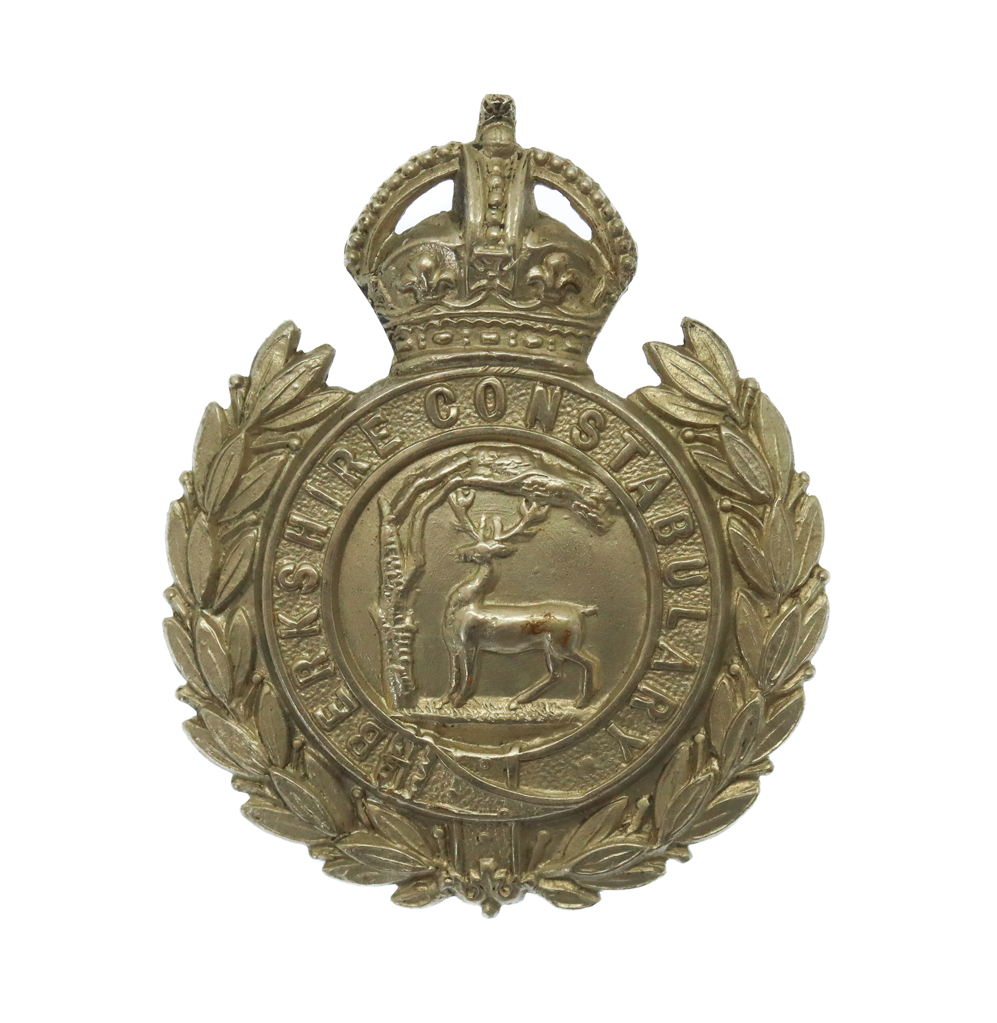 Berkshire Constabulary White Metal Collar Badge - King's Crown