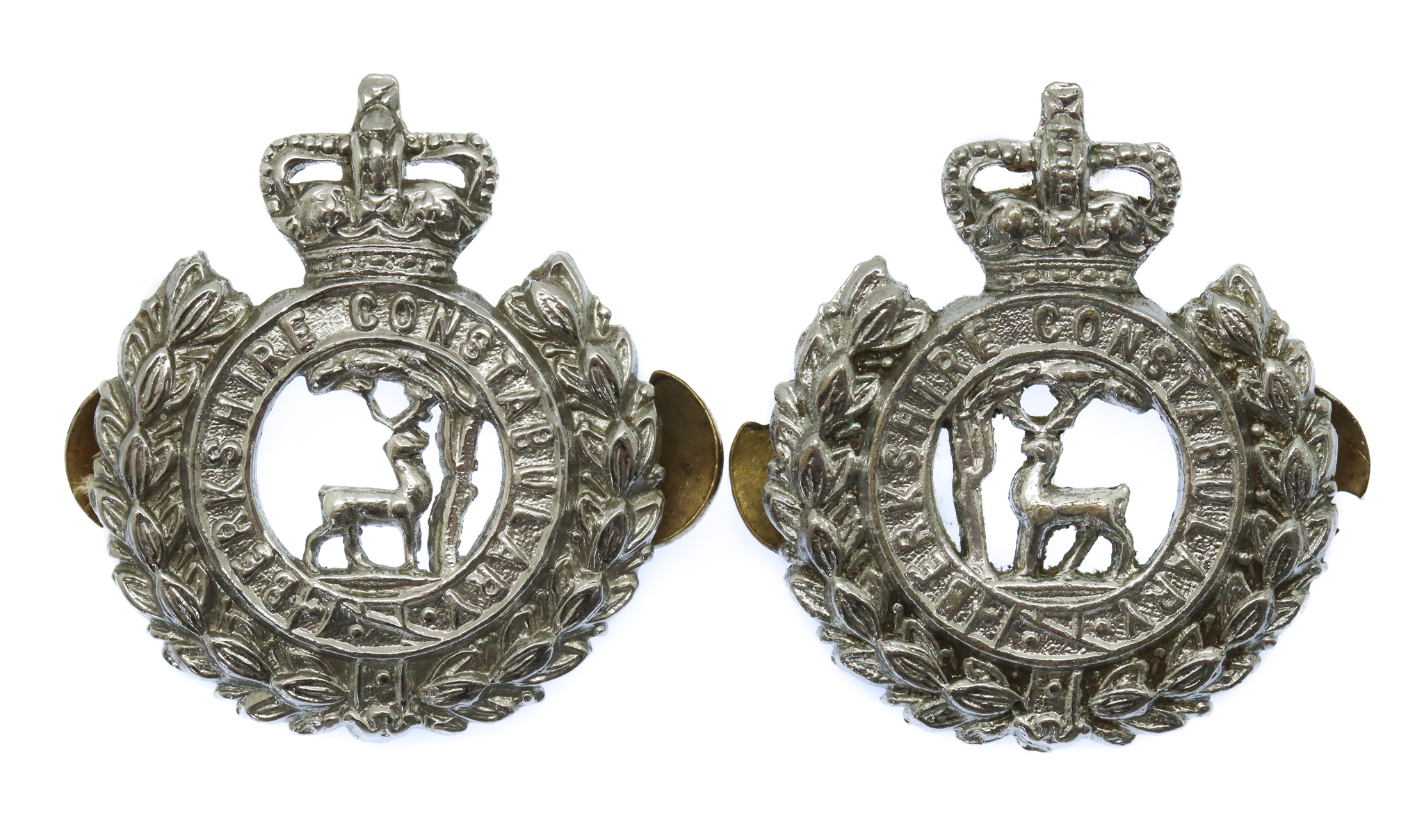 Pair of Berkshire Constabulary Collar Badges - Queen's Crown