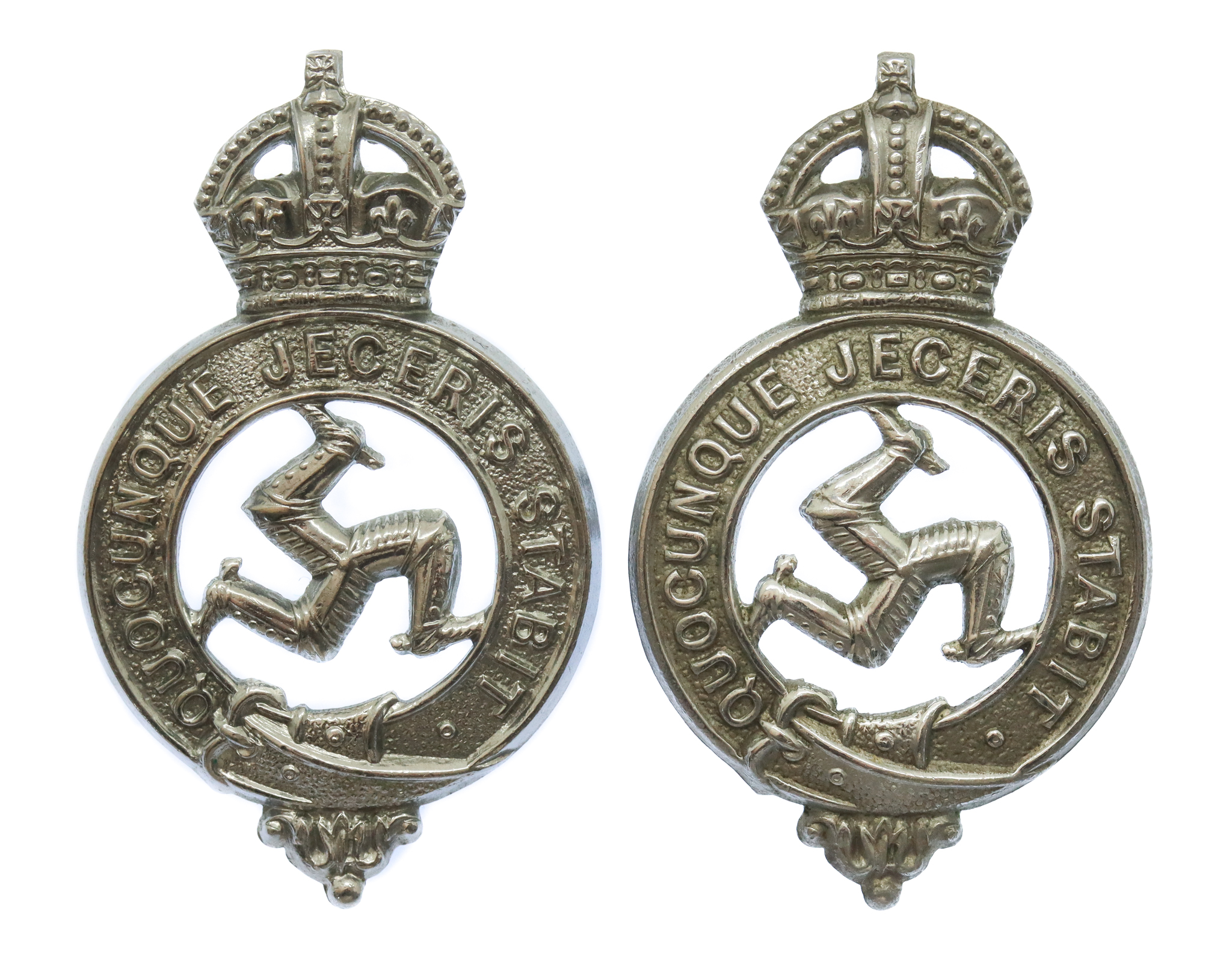 Pair of Isle of Man Constabulary Collar Badges - King's Crown