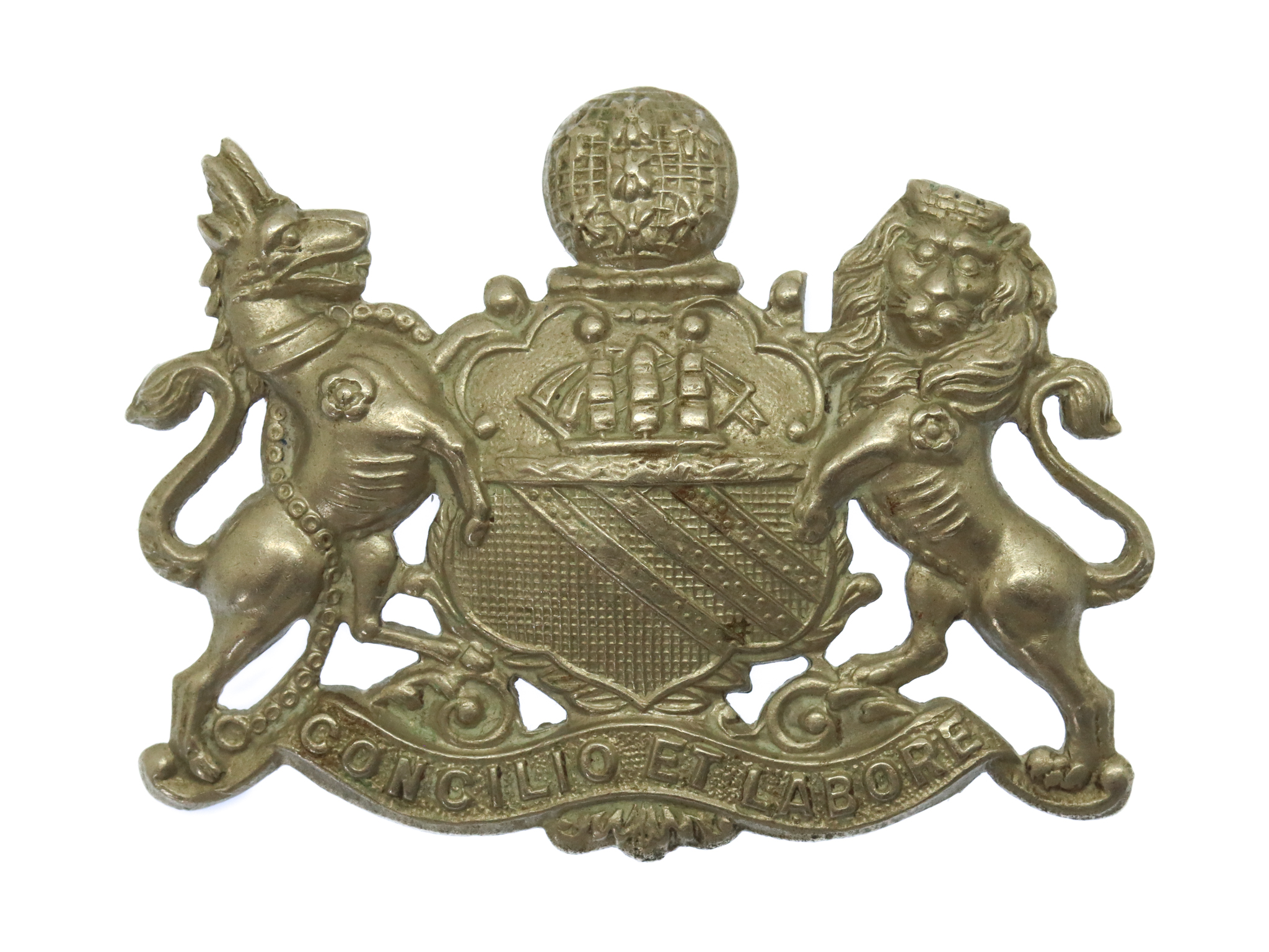 Manchester City Police White Metal Coat of Arms Cap Badge