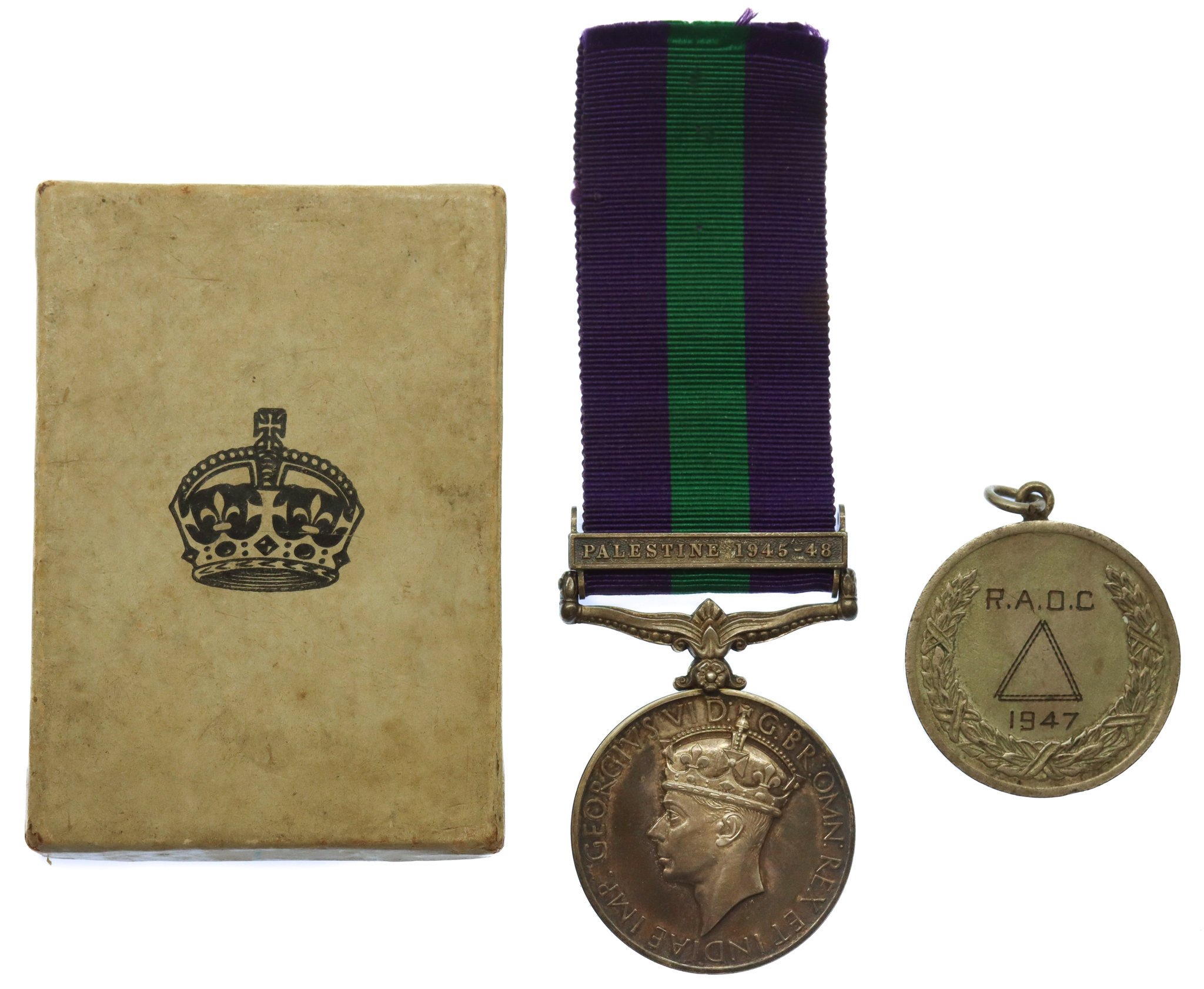General Service Medal (Clasp - Palestine 1945-48) - Pte. A.E. Allen, Royal Army Ordnance Corps