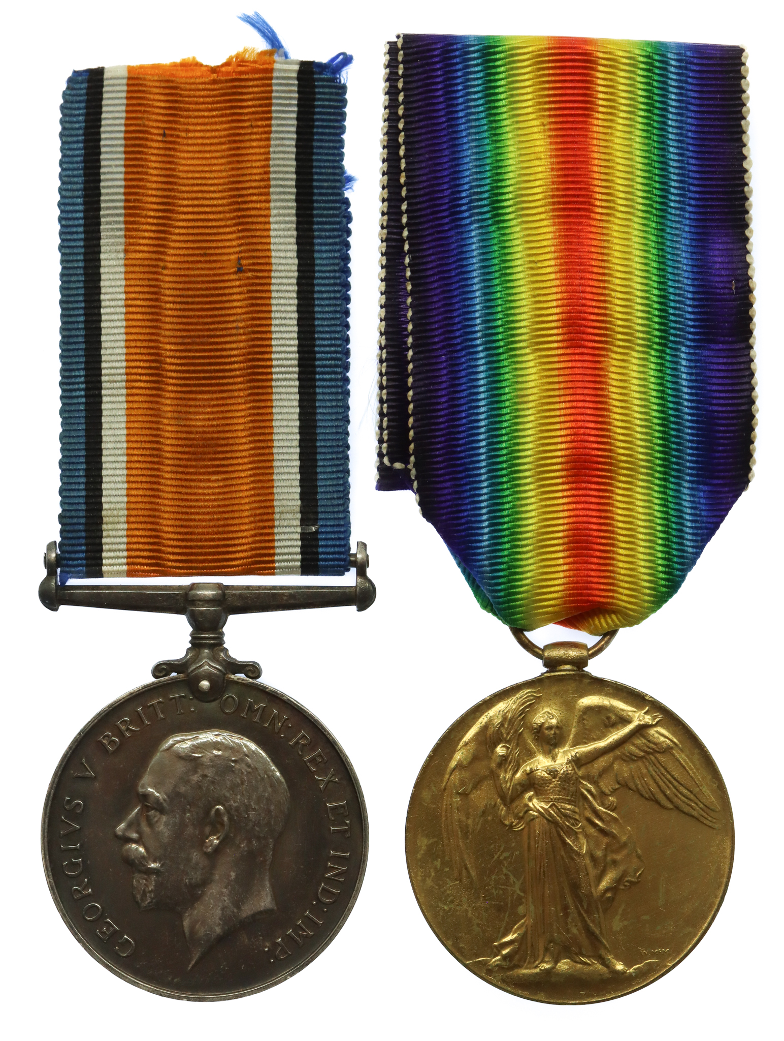 WW1 British War & Victory Casualty Medal Pair - Lieut. H.V. Higgins, 116th Coy. Machine Gun Corps - K.I.A. 3/9/16