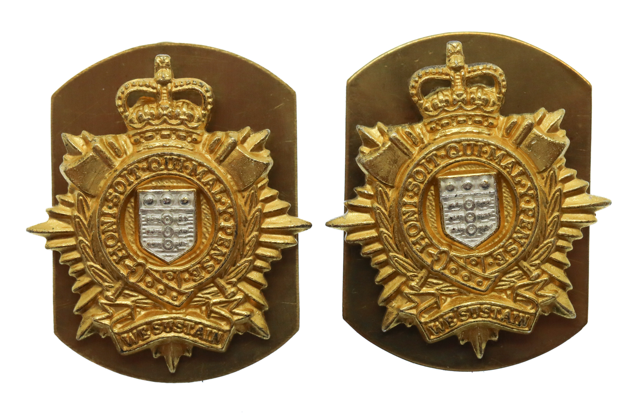 Pair of Royal Logistic Corps (R.L.C.) Bi-Metal Collar Badges
