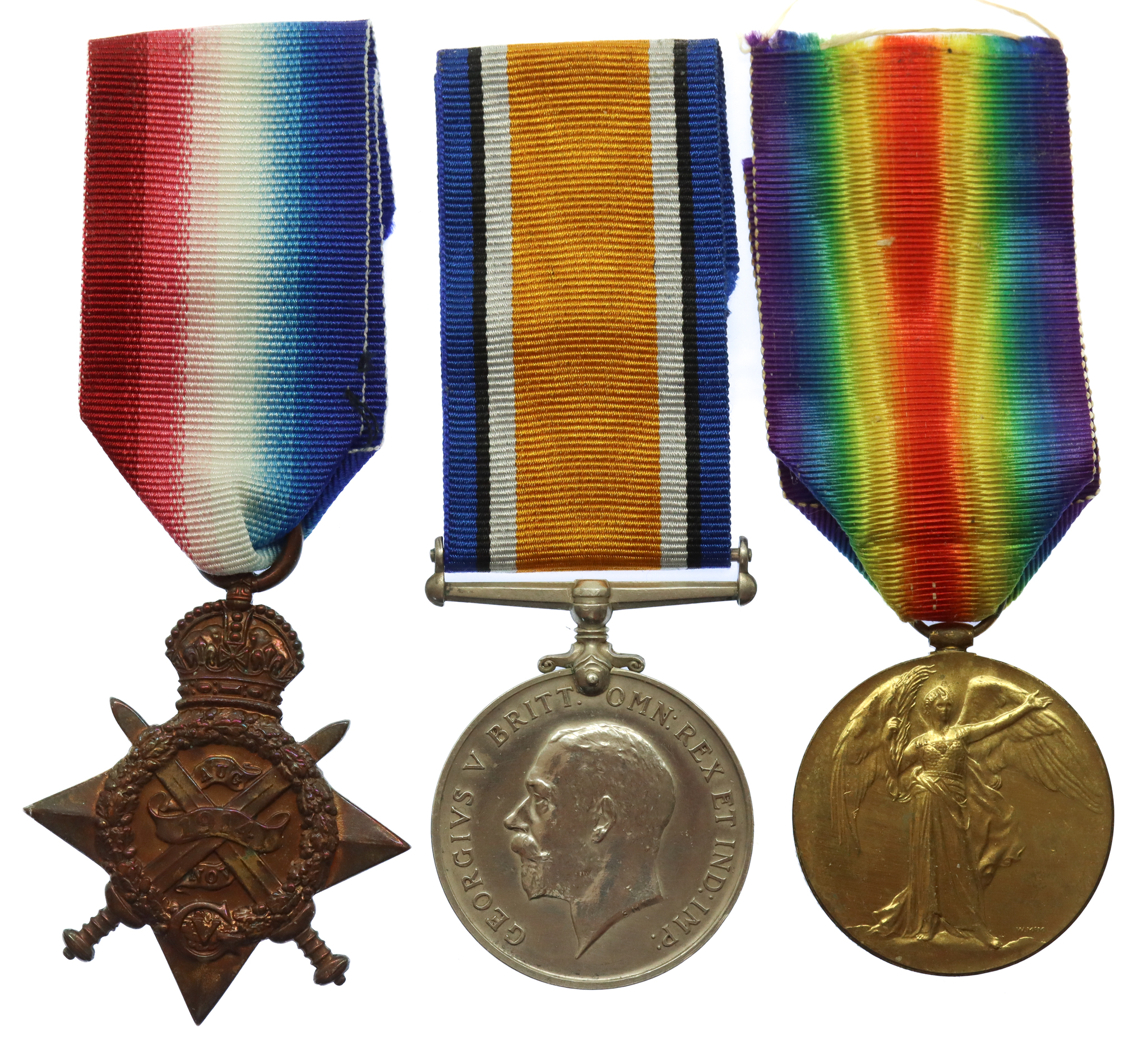 WW1 Aubers Ridge Casualty 1914 Mons Star Trio - Pte. J. Smyth, 1st Bn. Seaforth Highlanders - K.I.A. 9/5/15