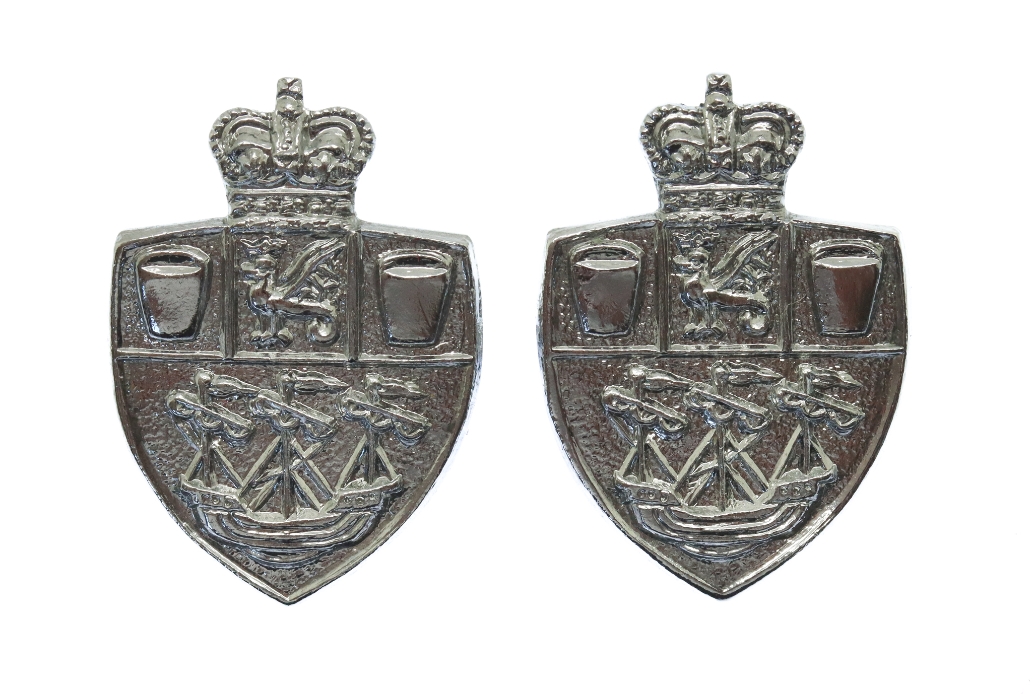 Pair of Teesside Constabulary Collar Badges - Queen's Crown