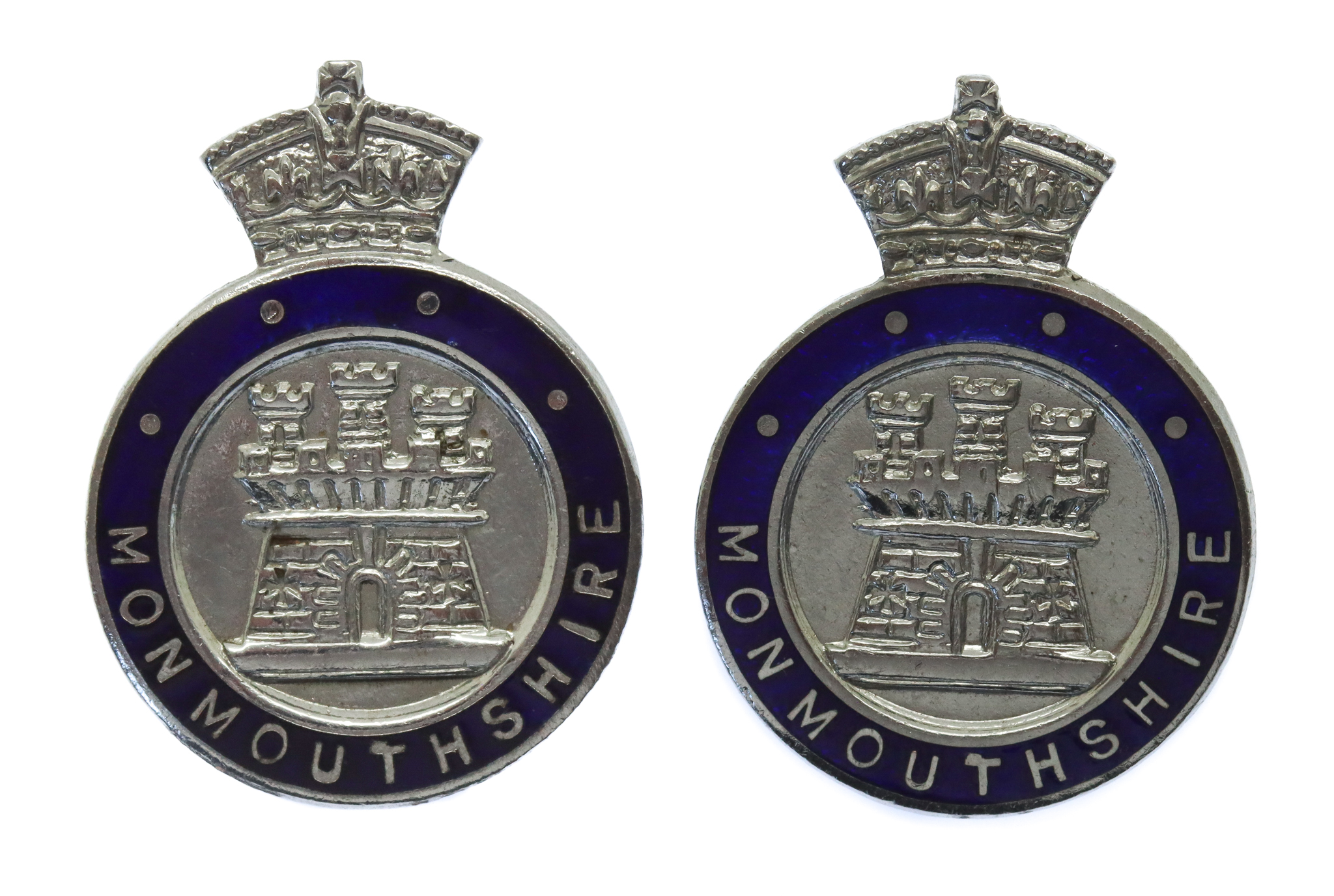 Pair of Monmouthshire Constabulary Enamelled Collar/Epaulette Badges