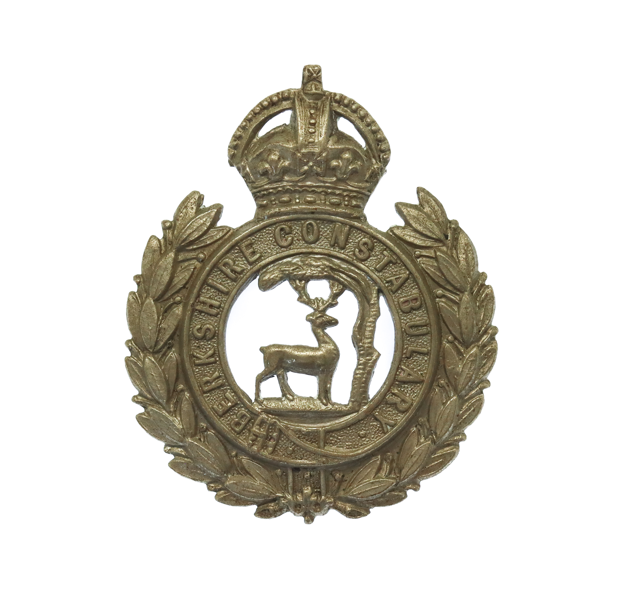 Berkshire Constabulary White Metal Collar Badge - King's Crown
