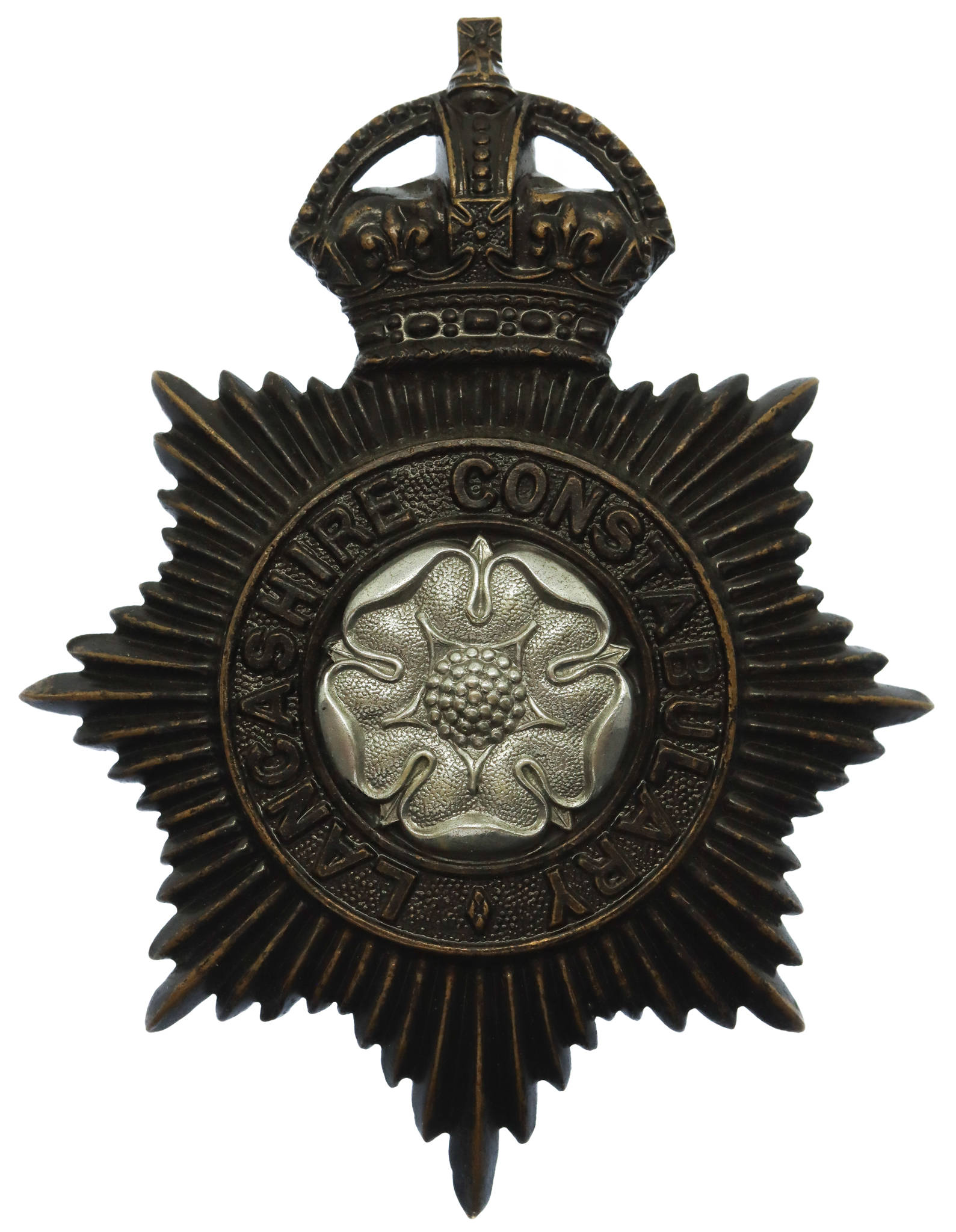 Lancashire Constabulary Night Helmet Plate - King's Crown