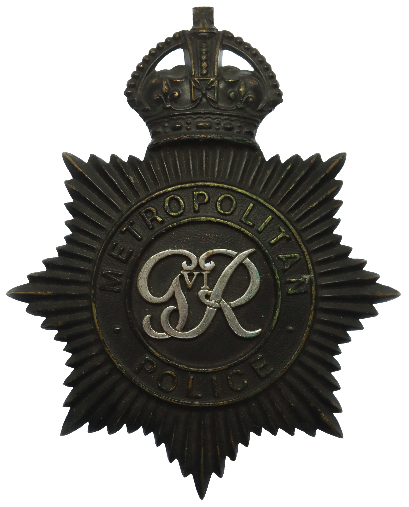 George VI Metropolitan Police Night Helmet Plate