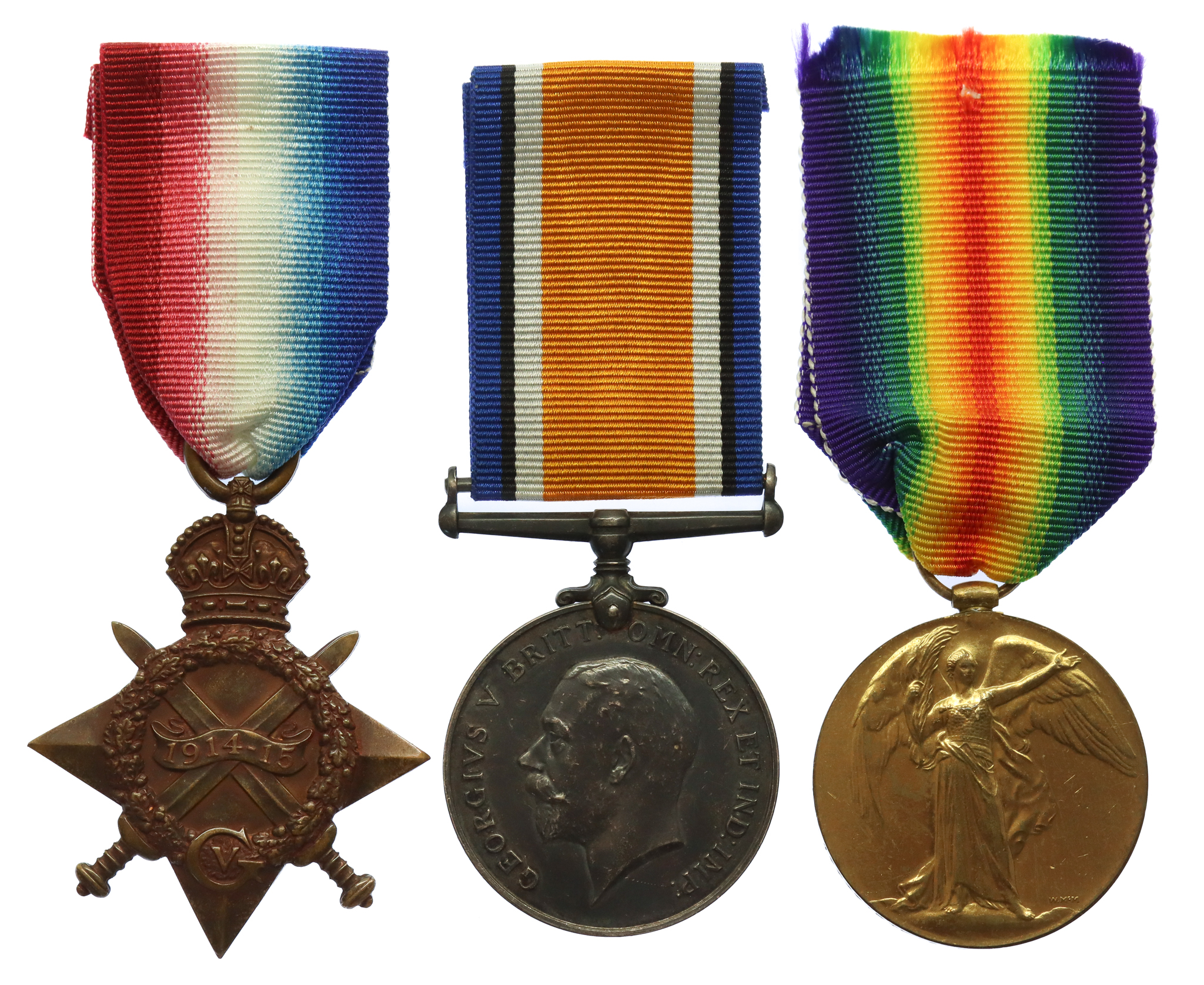 WW1 Battle of the Somme Casualty 1914-15 Star Medal Trio - Pte. A.E. Lewin, 10th Bn. York & Lancaster Regiment - K.I.A. 1st-3rd July 1916