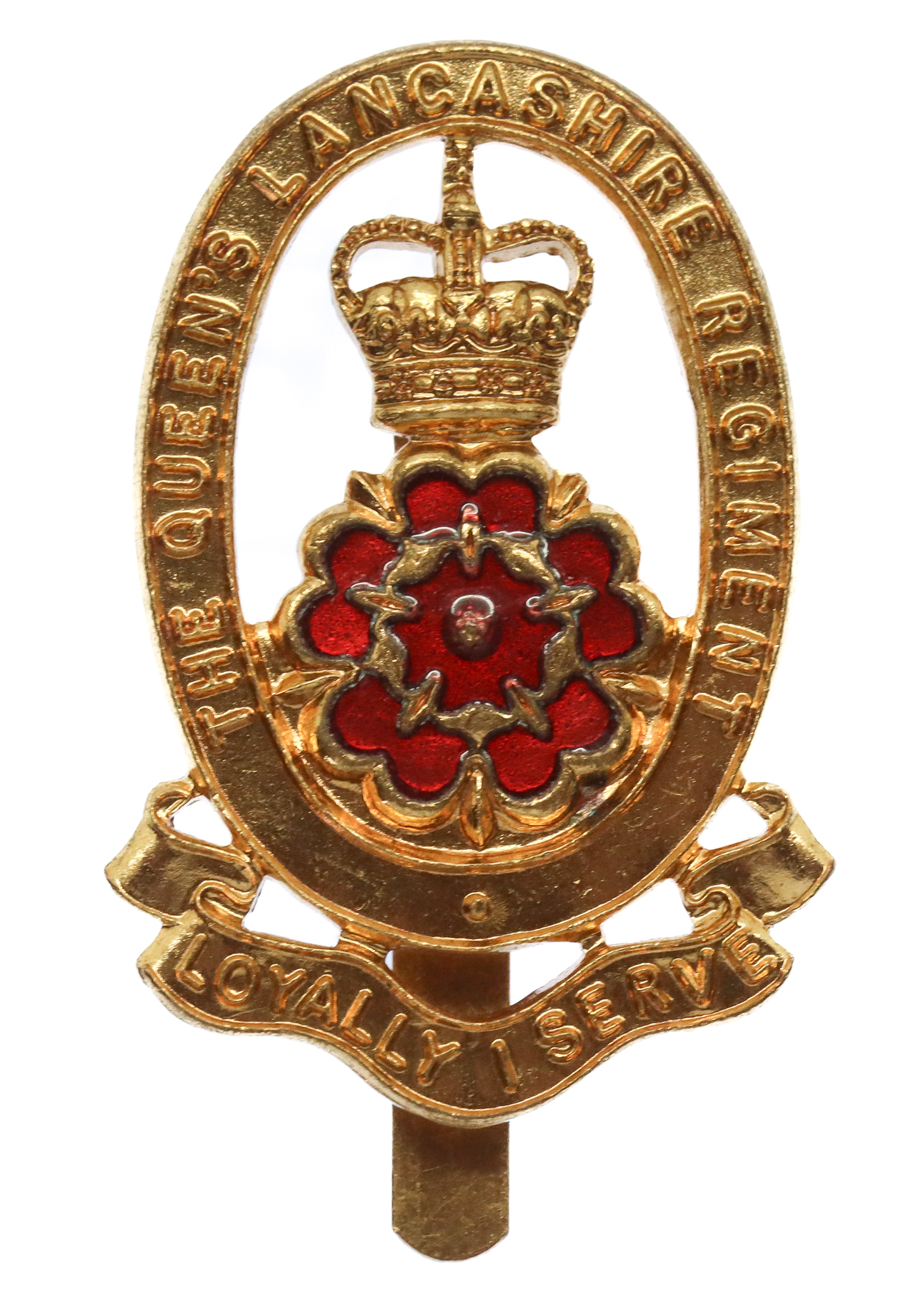 Queen's Lancashire Regiment Enamelled Cap Badge - Queen's Crown