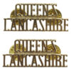 Pair of Queen's Lancashire Regiment (QUEEN'S/LANCASHIRE) Anodised (Staybrite) Shoulder Titles