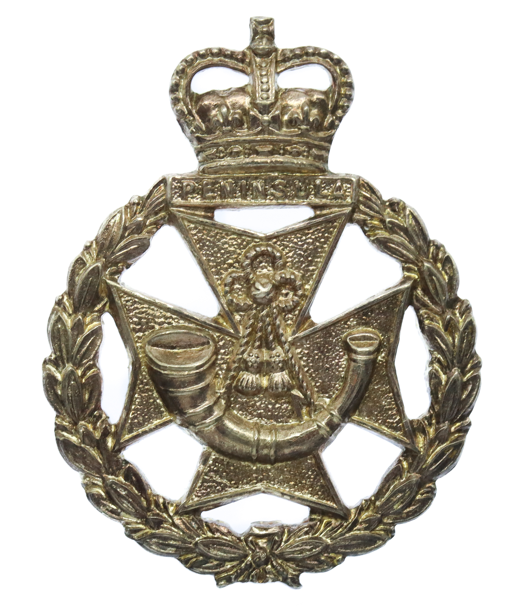 Green Jackets Brigade Officer's Silvered Cap Badge