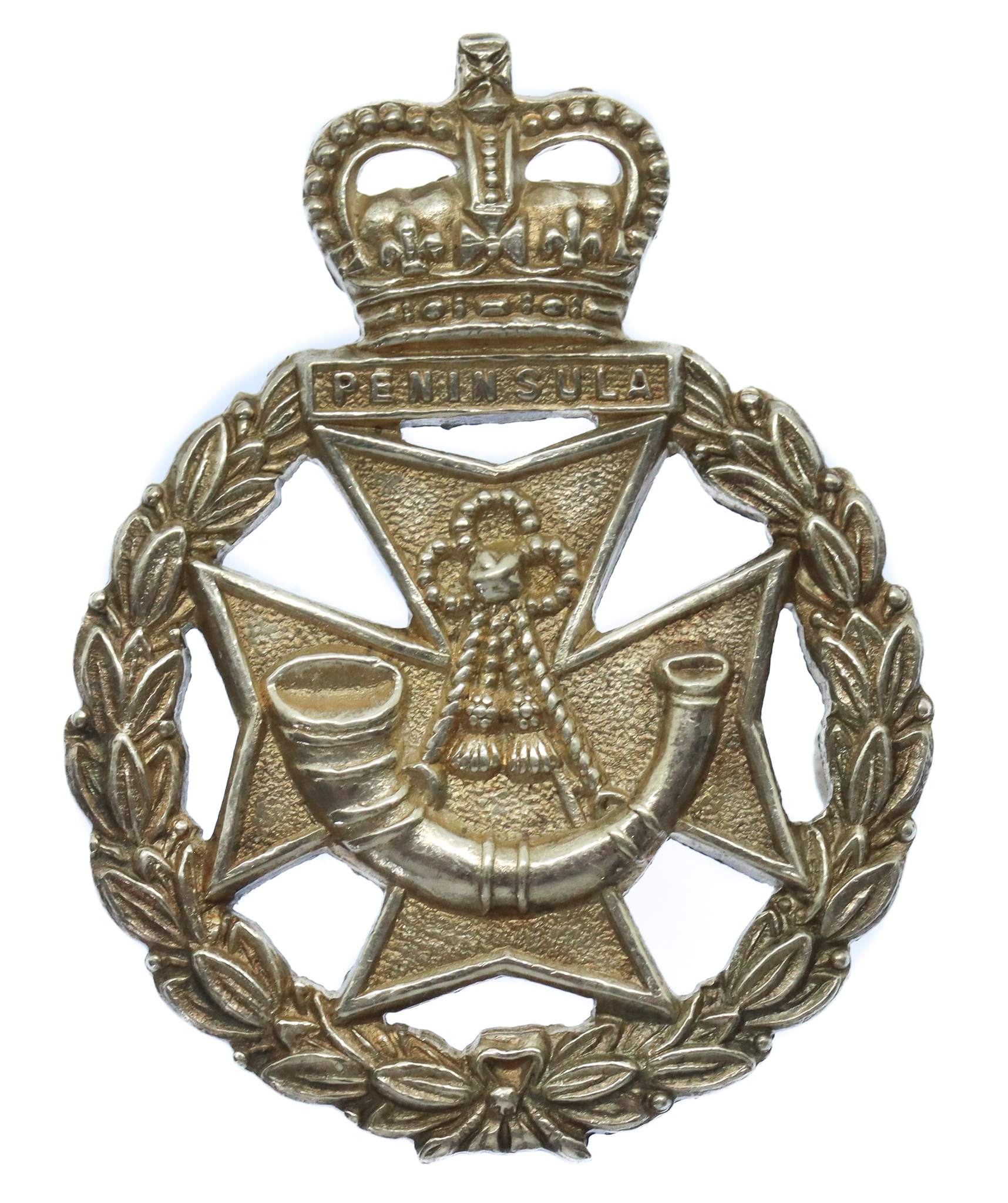 Green Jackets Brigade Officer's 1964 Hallmarked Silver Cap Badge