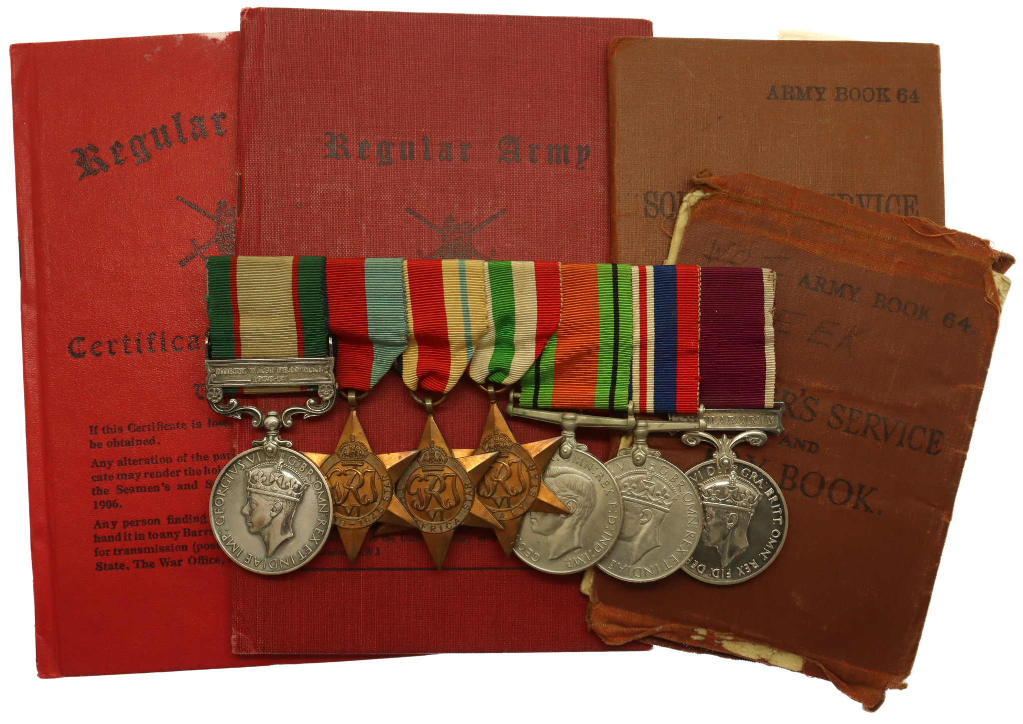 1936 IGS (North West Frontier 1936-37), WW2 and Long Service & Good Conduct Medal Group of Seven - W.O.Cl.2. W.T. Meek, Royal Artillery