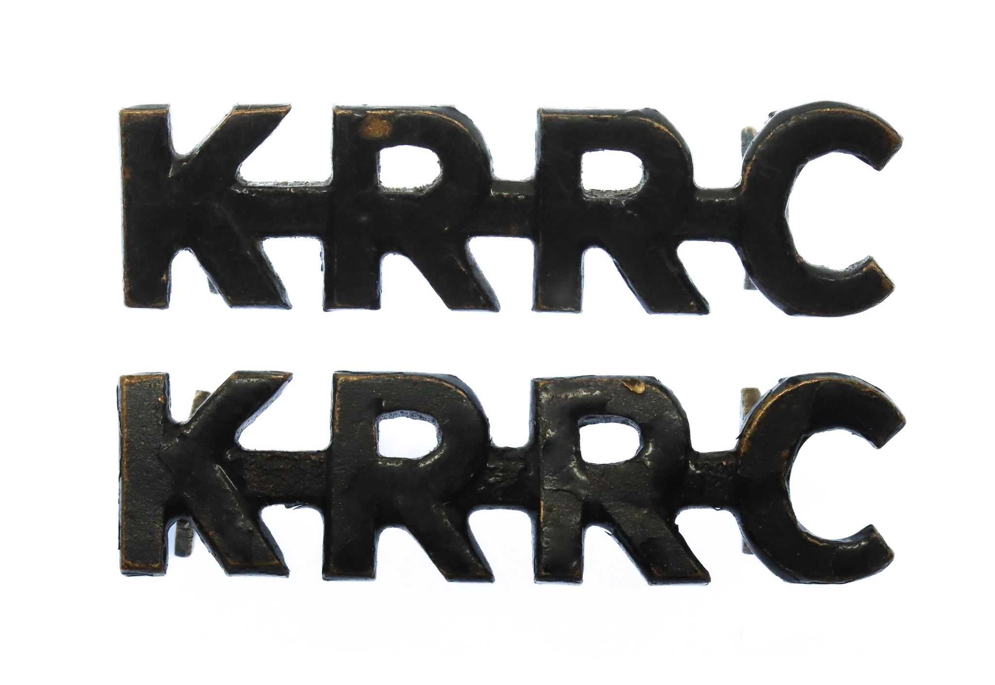 Pair of King's Royal Rifle Corps (K.R.R.C.) Shoulder Titles