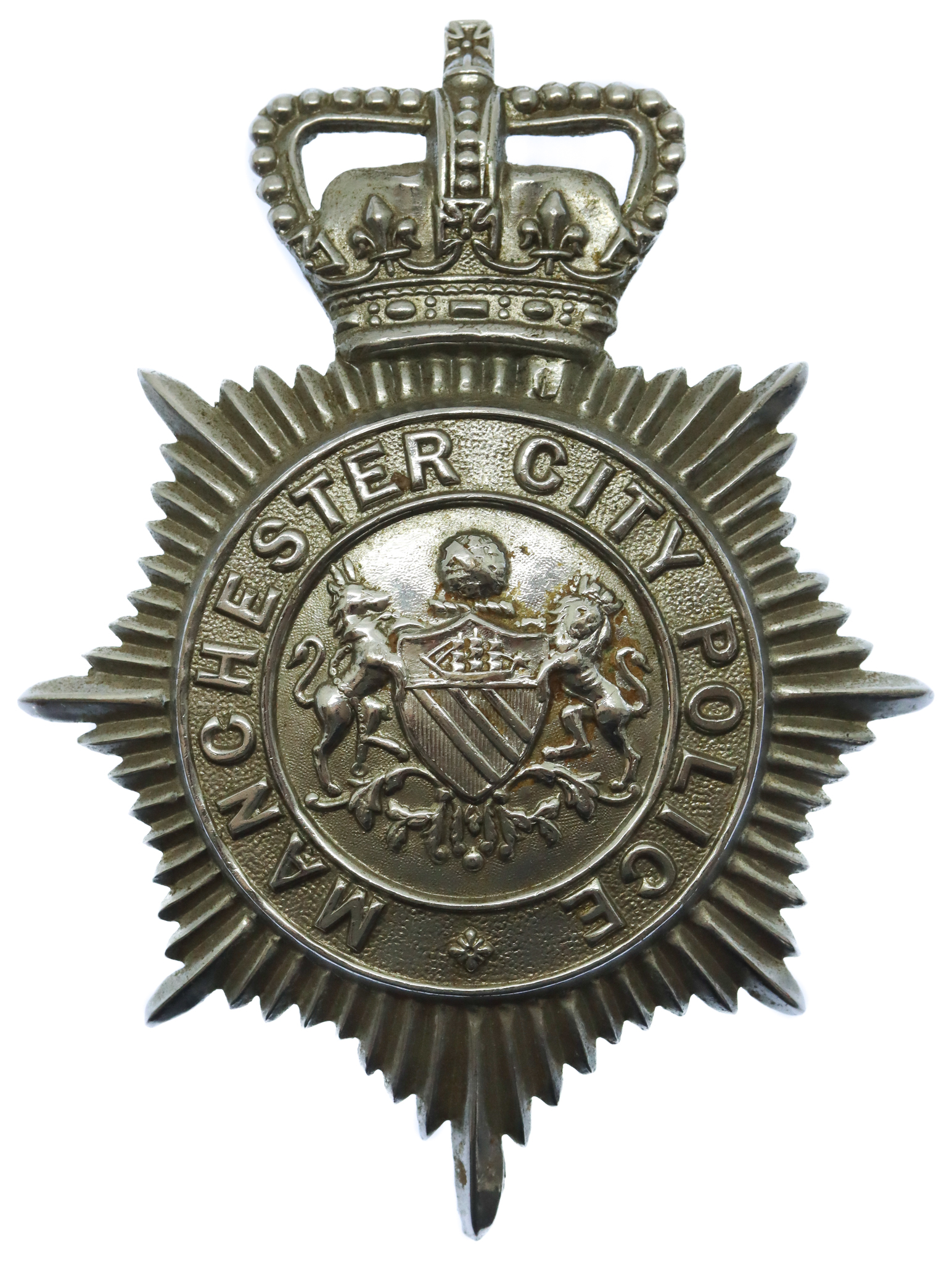 Manchester City Police Helmet Plate - Queen's Crown
