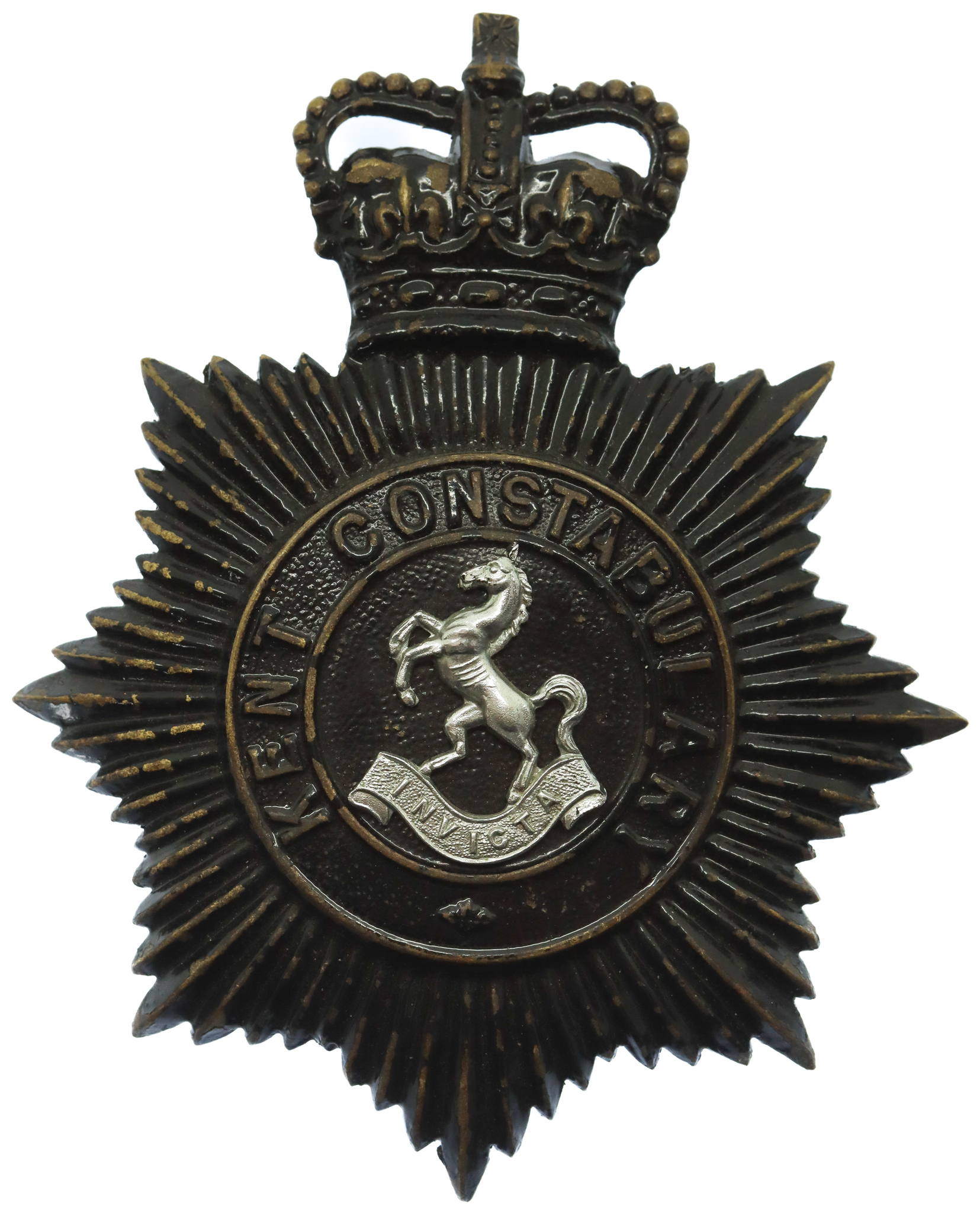Kent Constabulary Night Helmet Plate - Queen's Crown