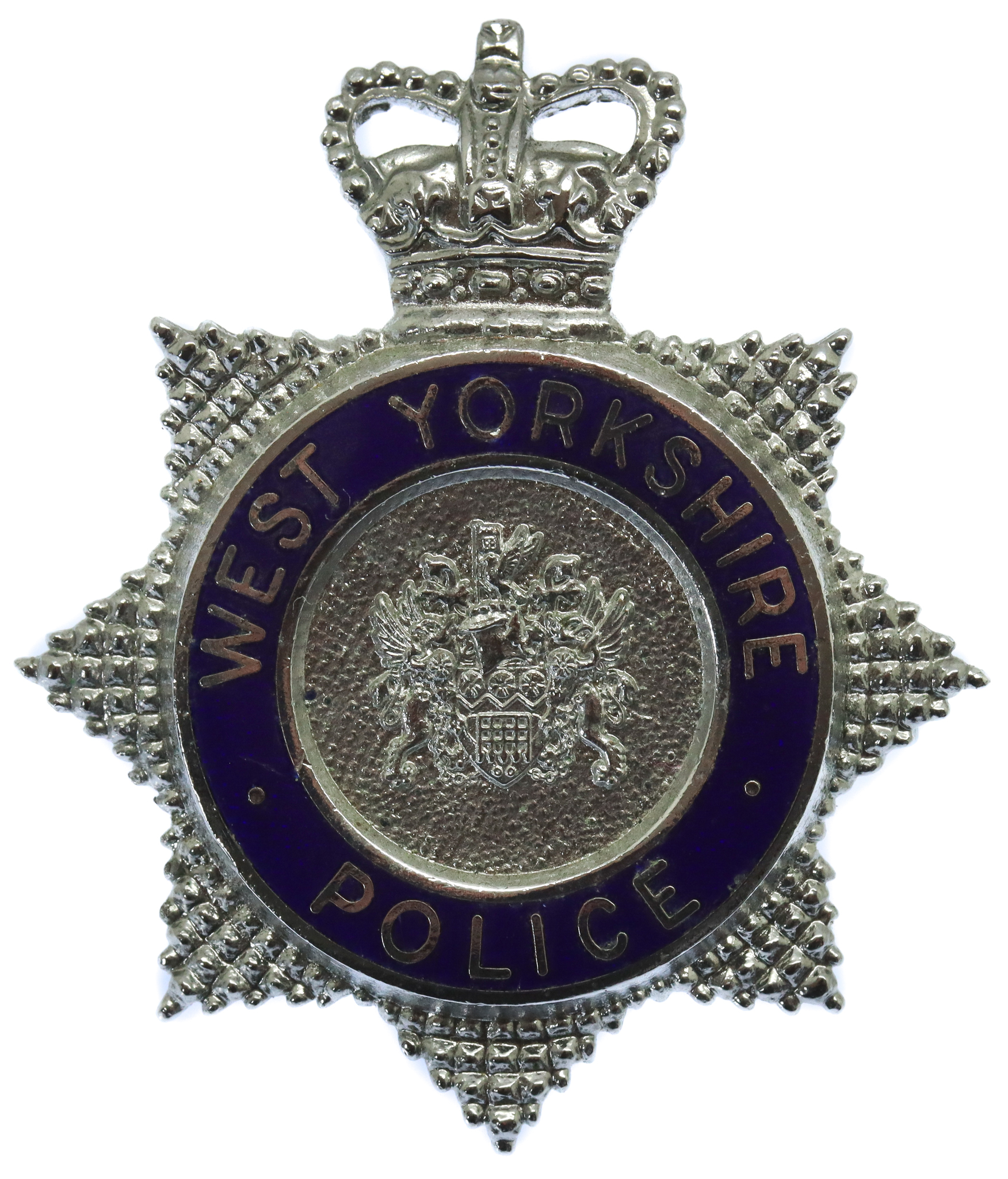 West Yorkshire Police Enamelled Star Cap Badge - Queen's Crown