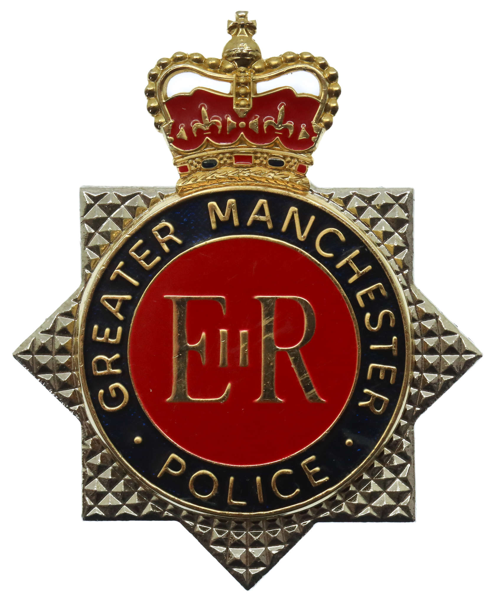 Greater Manchester Police Enamelled Star Cap Badge - Queen's Crown