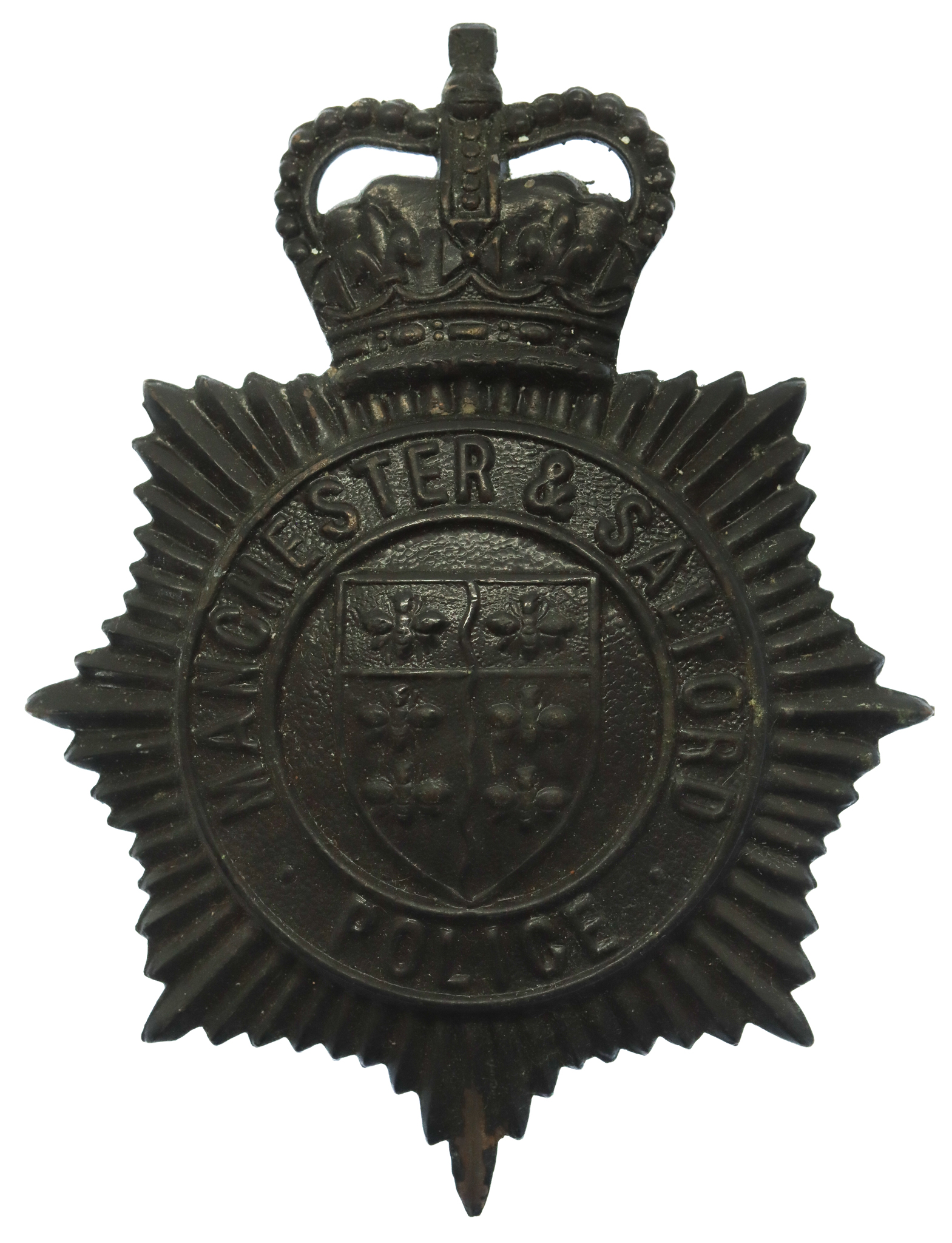 Manchester & Salford Police Night Helmet Plate - Queen's Crown
