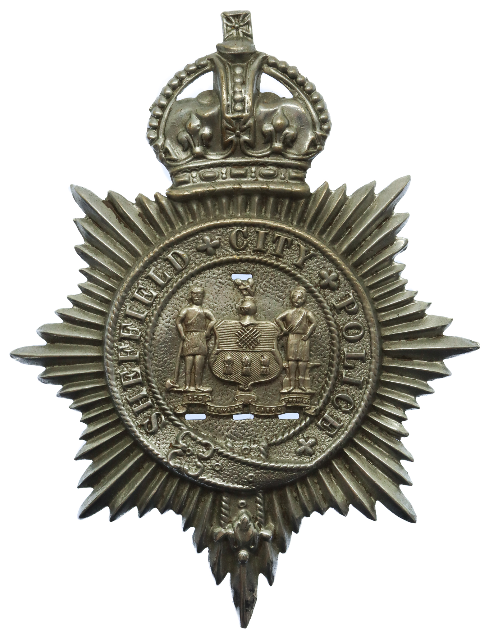 Sheffield City Police Helmet Plate - King's Crown