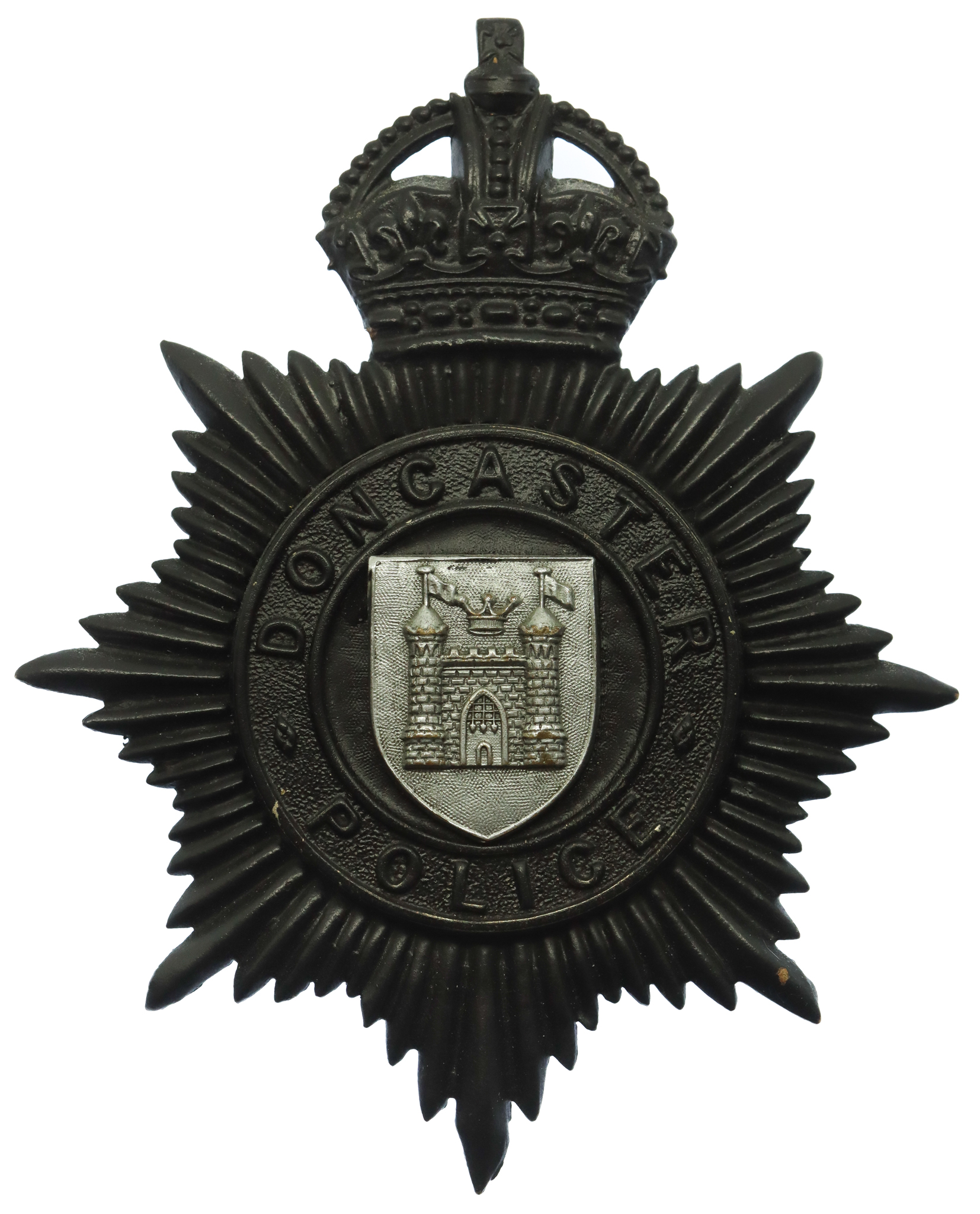 Doncaster Borough Police Night Helmet Plate - King's Crown