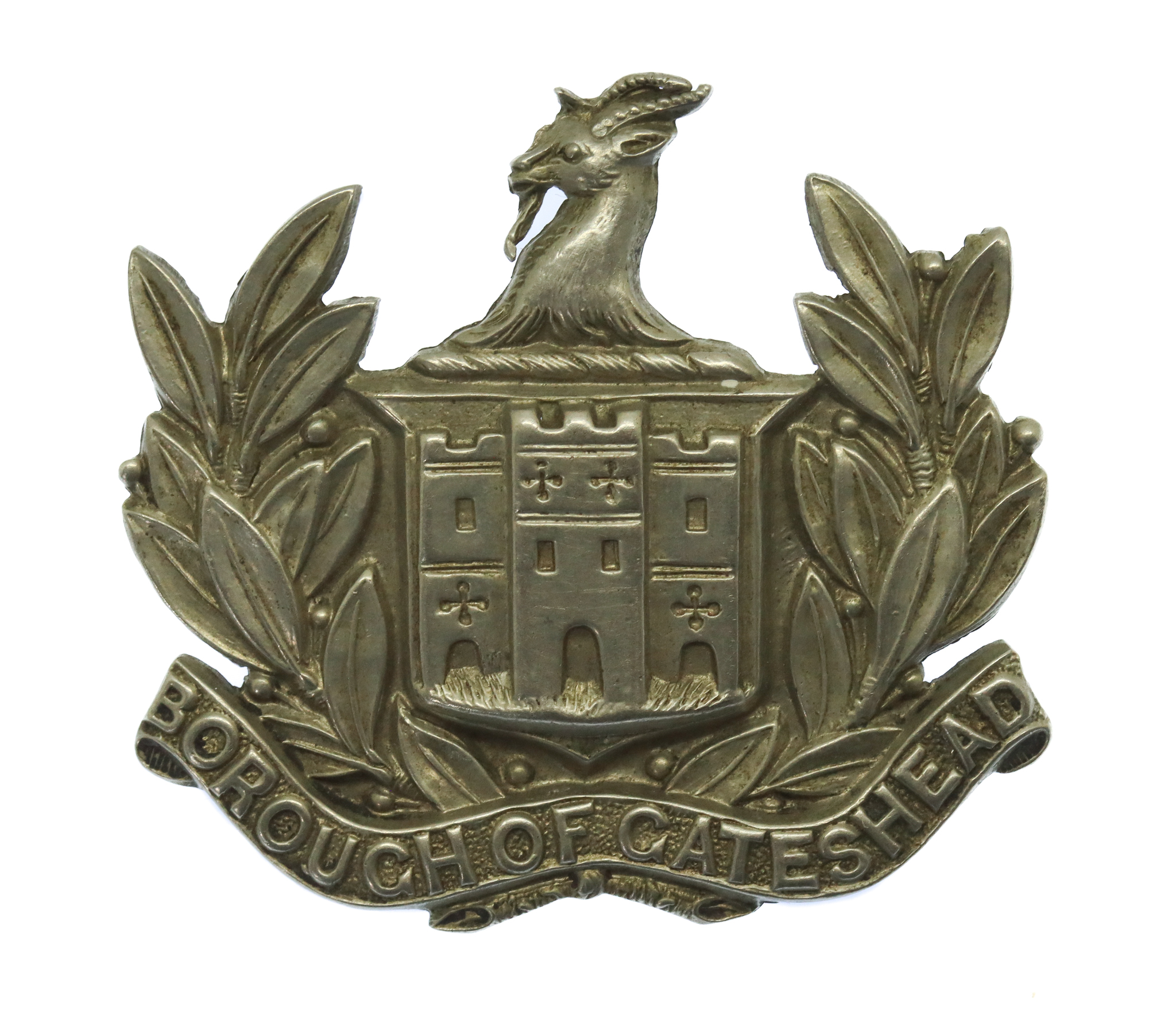 Gateshead Borough Police Small Coat of Arms Helmet Plate