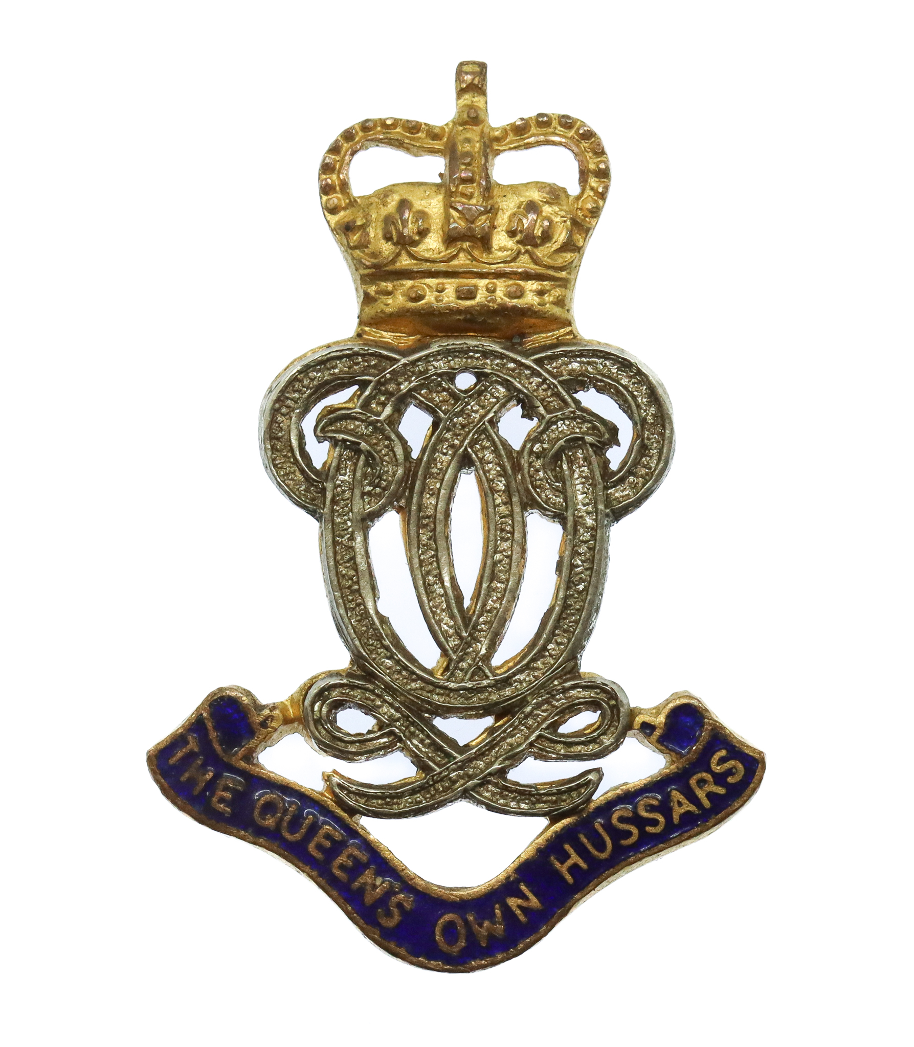 Queen's Own Hussars Officer's Collar Badge - Queen's Crown