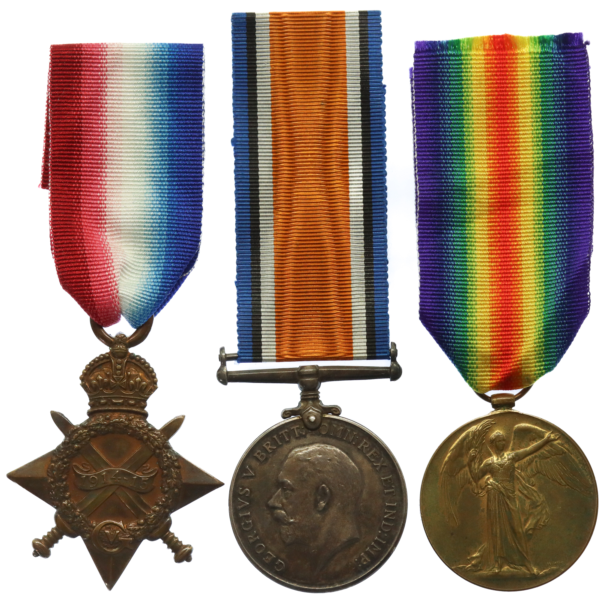WW1 1914-15 Star Medal Trio - Pte. J.J. Wright, York & Lancaster Regiment - Wounded