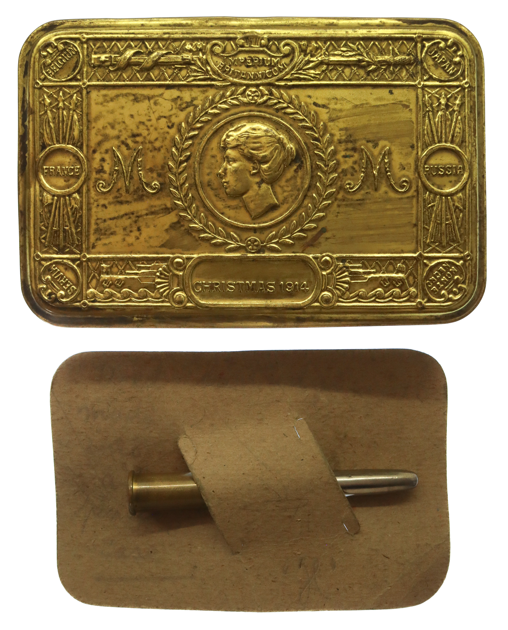 WW1 1914 Princess Mary Christmas Gift Tin with Bullet Pencil