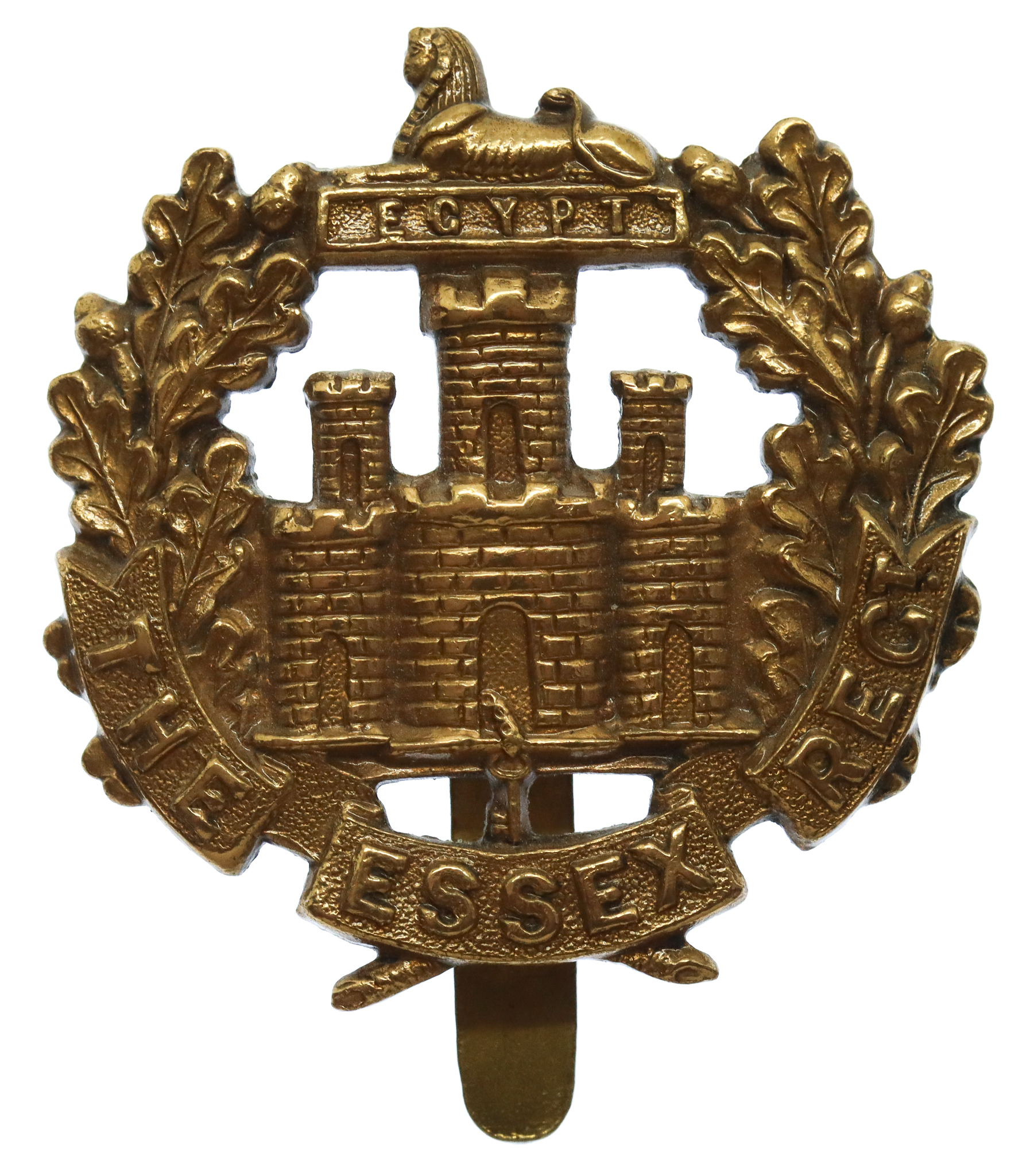 Essex Regiment WW1 All Brass Economy Cap Badge