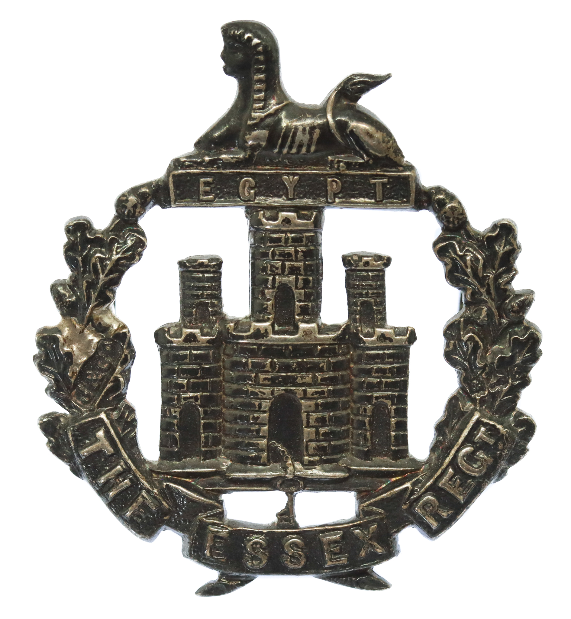 Essex Regiment WW1 1918 Hallmarked Silver Officer''s Cap Badge