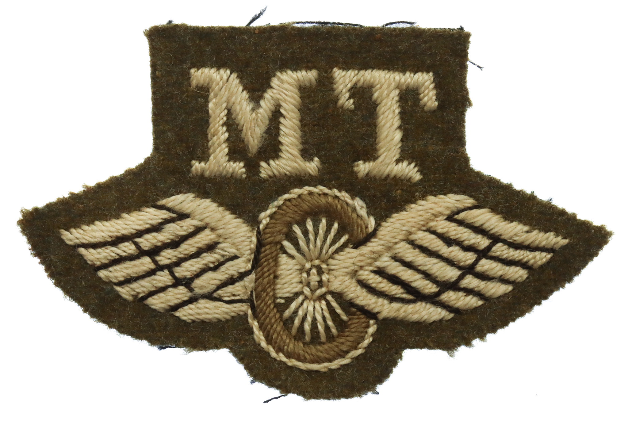 British Army Motor Transport (M.T) Winged Wheel Cloth Proficiency Arm Badge