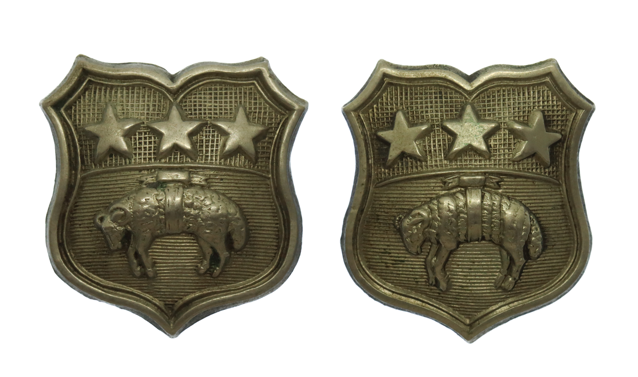 Pair of Leeds City Police White Metal Collar Badges