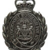 Stockport Borough Police Blackened Chrome Wreath Helmet Plate - Queen's Crown