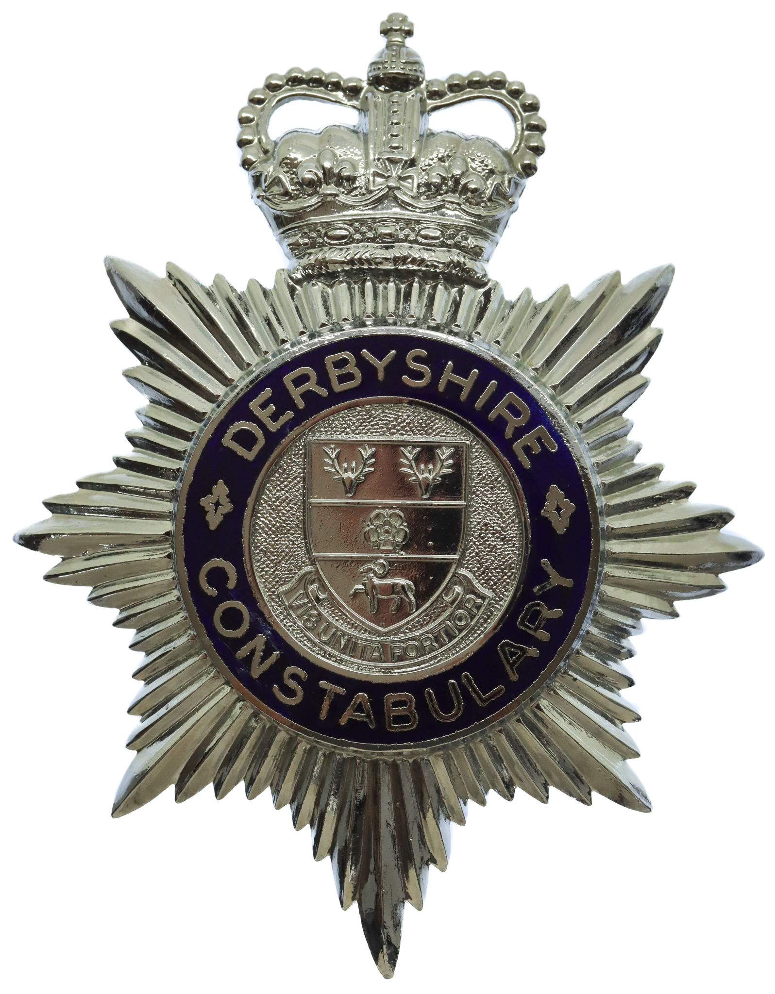 Derbyshire Constabulary Enamelled Helmet Plate - Queen's Crown